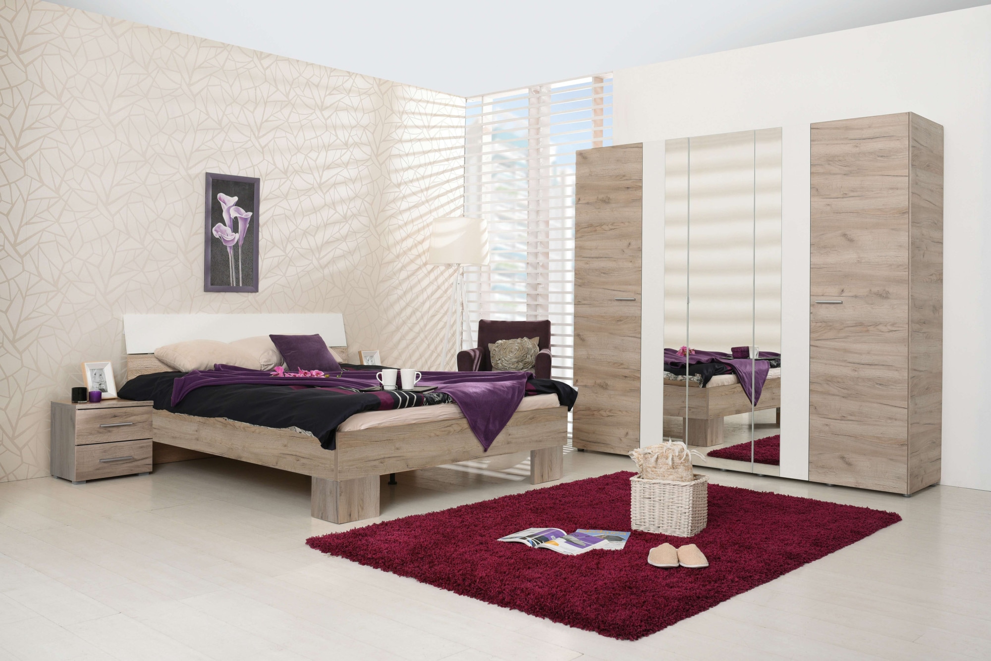 Home affaire Kleiderschrank »Dante Garderobenschrank, Stauraumschrank, Drehtürenschrank, Schrank« 2 Kleiderstangen, 6 Einlegeböden, Spiegel, Breite 223,5 cm