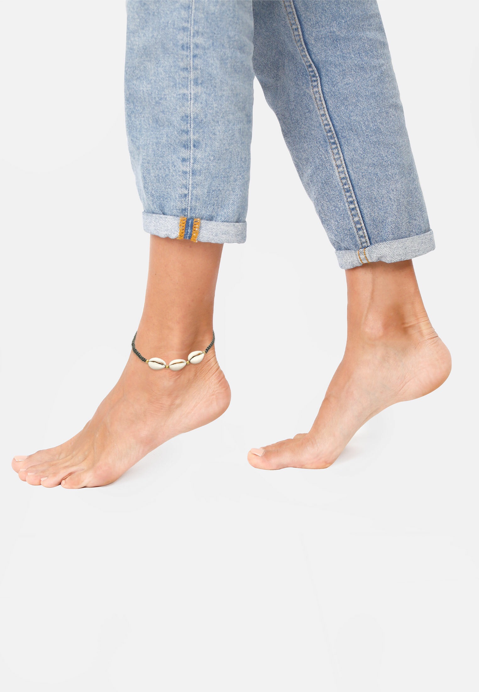 Elli Fußkette »Fußschmuck Kauri Muschel Ozean Nylon 925 Silber«