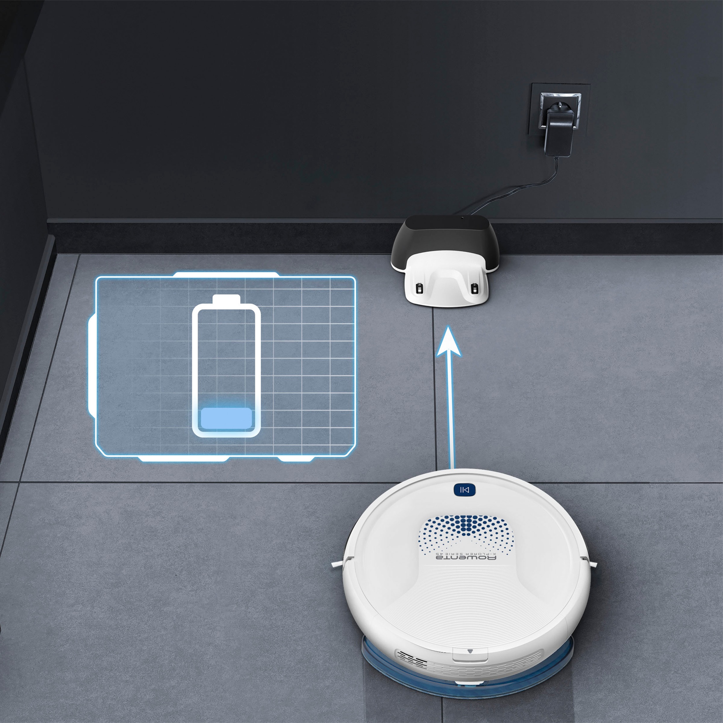Rowenta Saugroboter »X-Plorer Serie 45 Aqua, Navigationssystem, 150 Min. Laufzeit,«, Saugen & Wischen, Steuerung per App, 90m2, RR8277