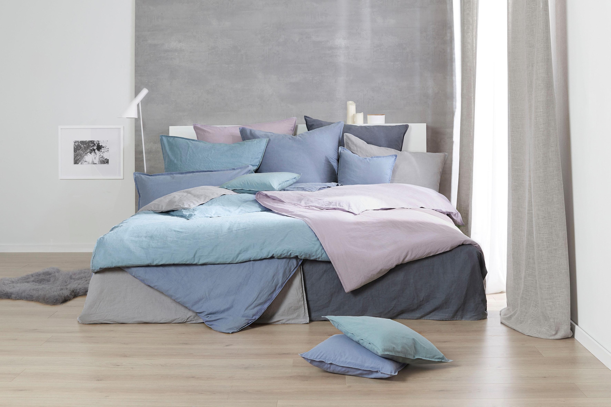 Primera Bettwäsche »Stone-Washed in Gr. 135x200, 155x220 oder 200x200 cm« 2 Stk. tlg. 100% Baumwolle, Bettwäsche in feinem Knitterlook, weicher Griff