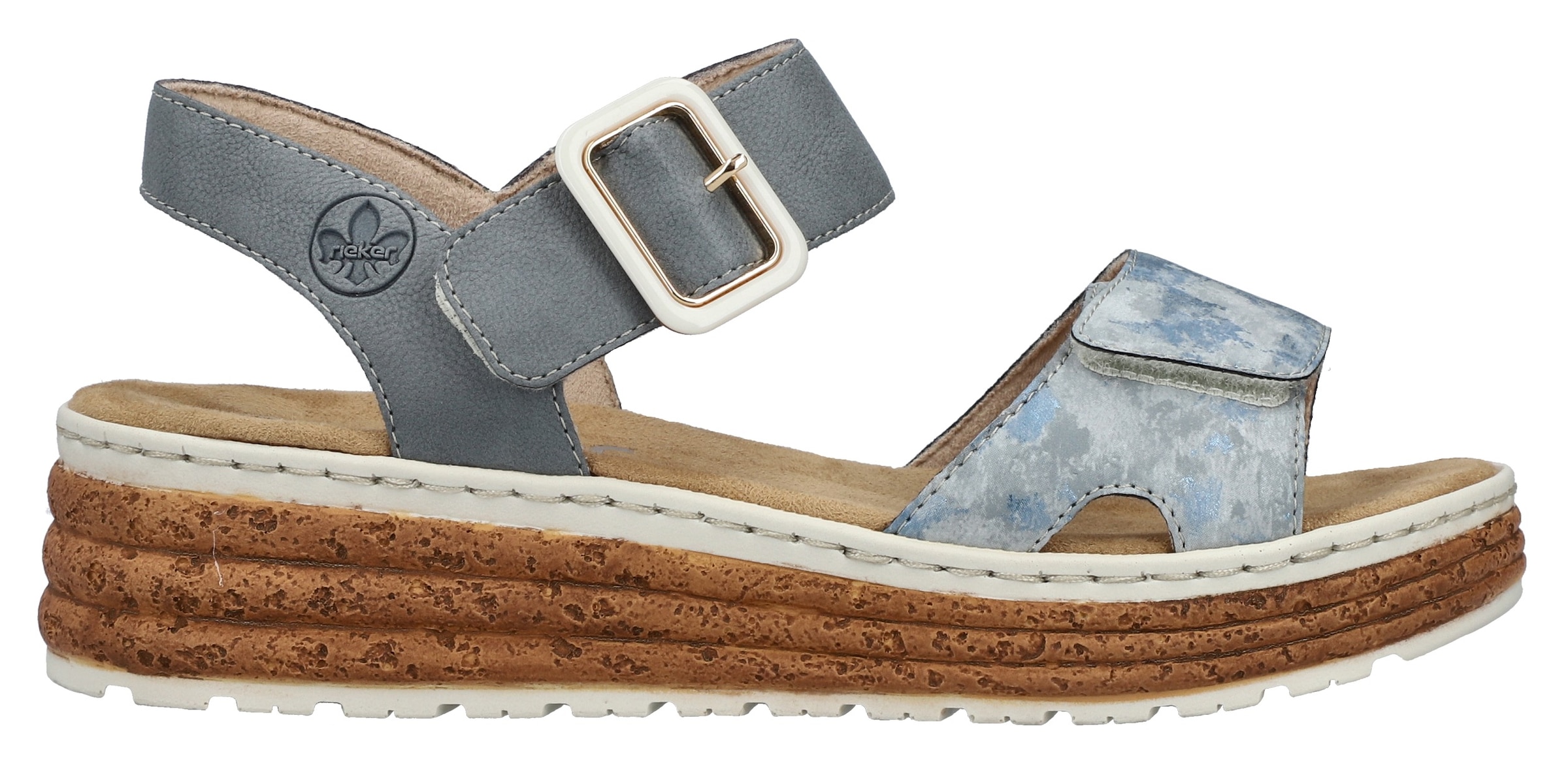 Rieker Plateausandale  Sandalette, Sommerschuh, Keilsandale mit praktischen Klettverschlüssen
