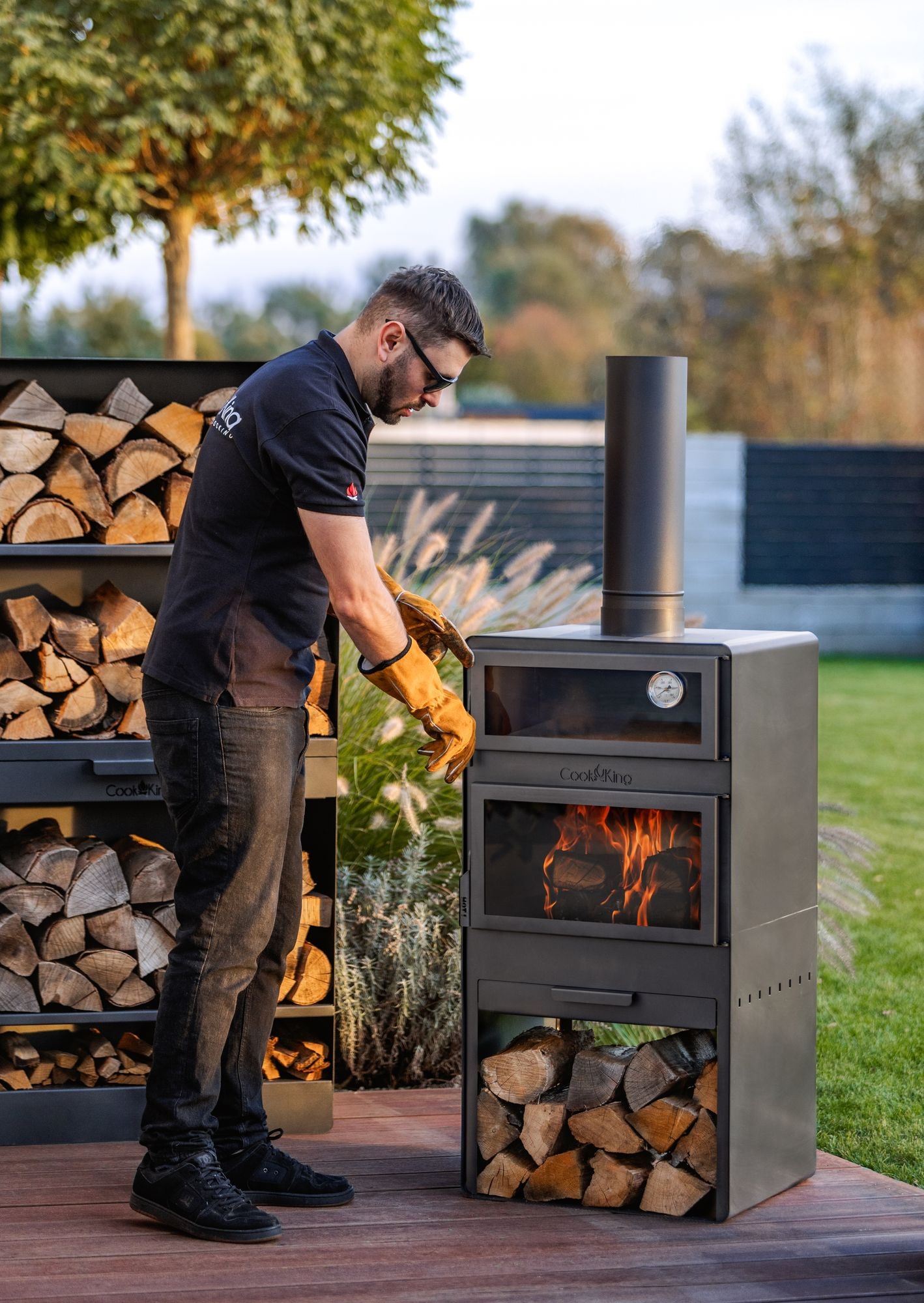 CookKing Grillkamin »Terrassenofen Vento Plus« inkl. Pizzaofen, Stahl, 50x50x150 cm