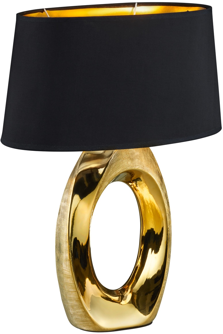 Garantie flammig-flammig, Nachttischlampe, Stoffschirm golfarbig, mit XXL online Leuchten 3 Tischlampe 1 kaufen | in Jahren »Taba«, Schreibtischlampe TRIO schwarz/gold
