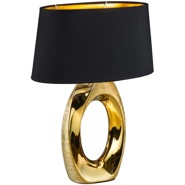 TRIO Leuchten Schreibtischlampe »Taba«, 1 flammig-flammig, Nachttischlampe,  Tischlampe golfarbig, Stoffschirm in schwarz/gold online kaufen | mit 3  Jahren XXL Garantie