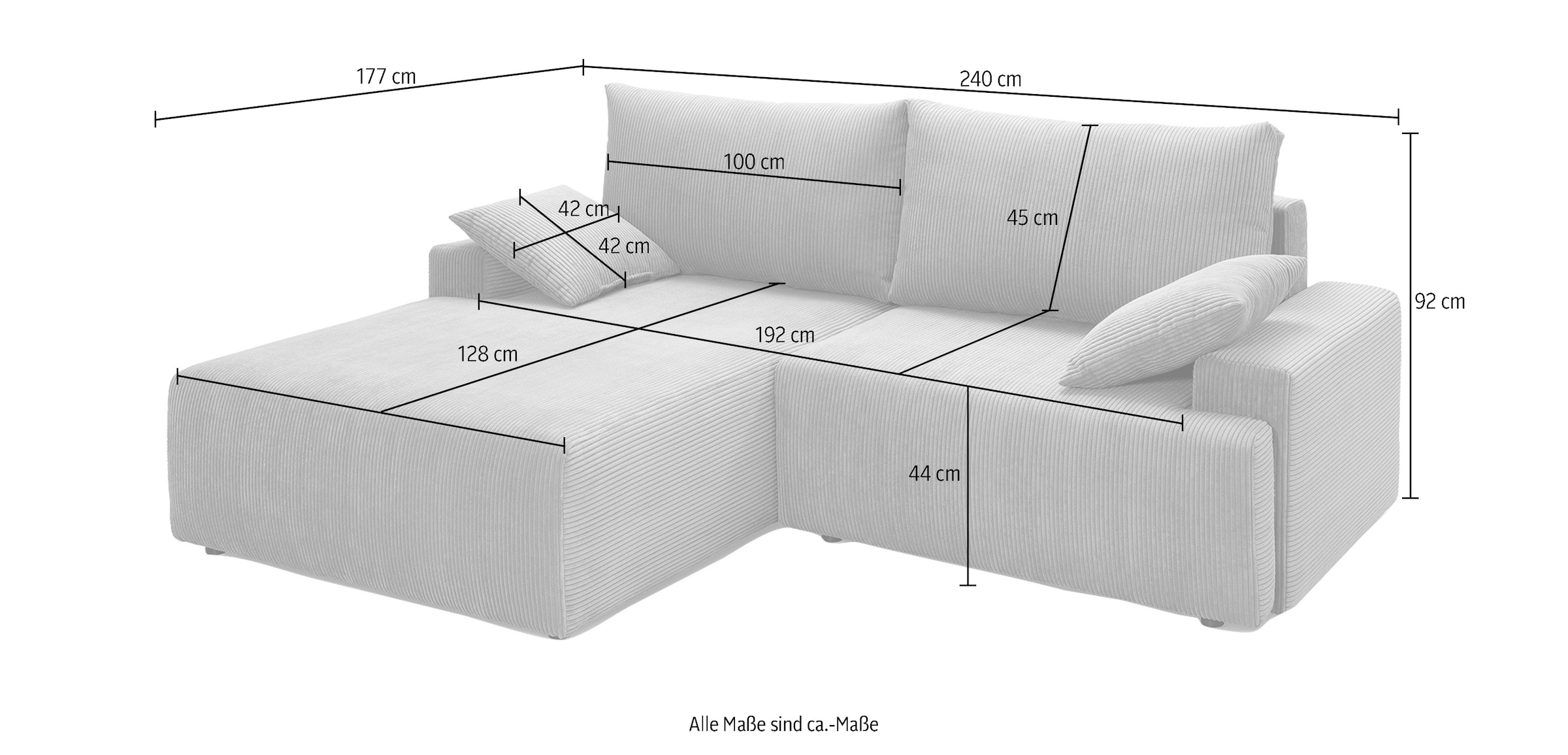 exxpo - Cord-Farben in Bettfunktion Bettkasten sofa fashion verschiedenen bequem und bestellen inklusive »Orinoko«, Ecksofa