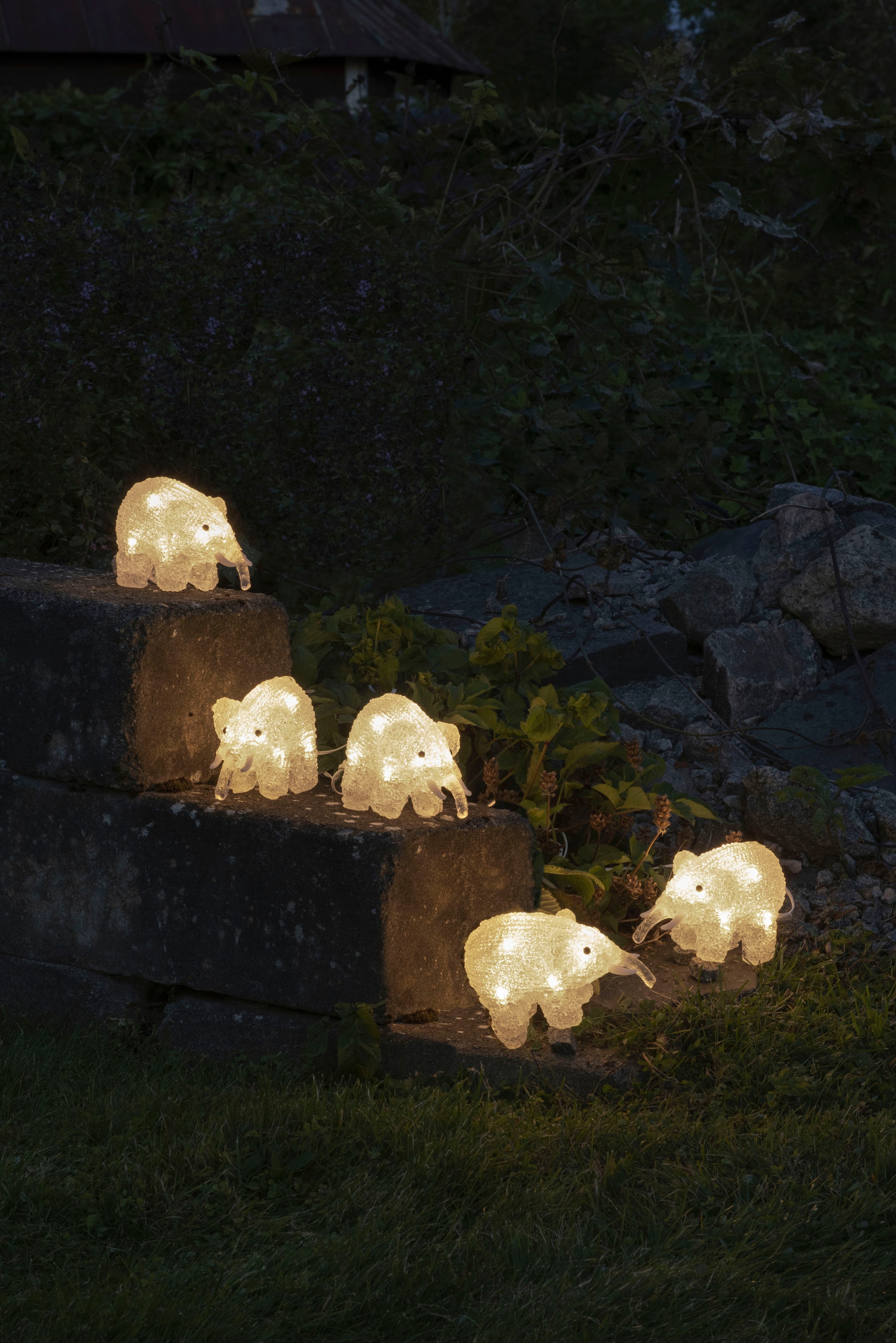 »LED warm LED mit 5er-Set, 40 Dioden«, XXL | Jahren Acryl Dekofigur kaufen online Garantie weiße 3 Elefanten, flammig-flammig KONSTSMIDE 40