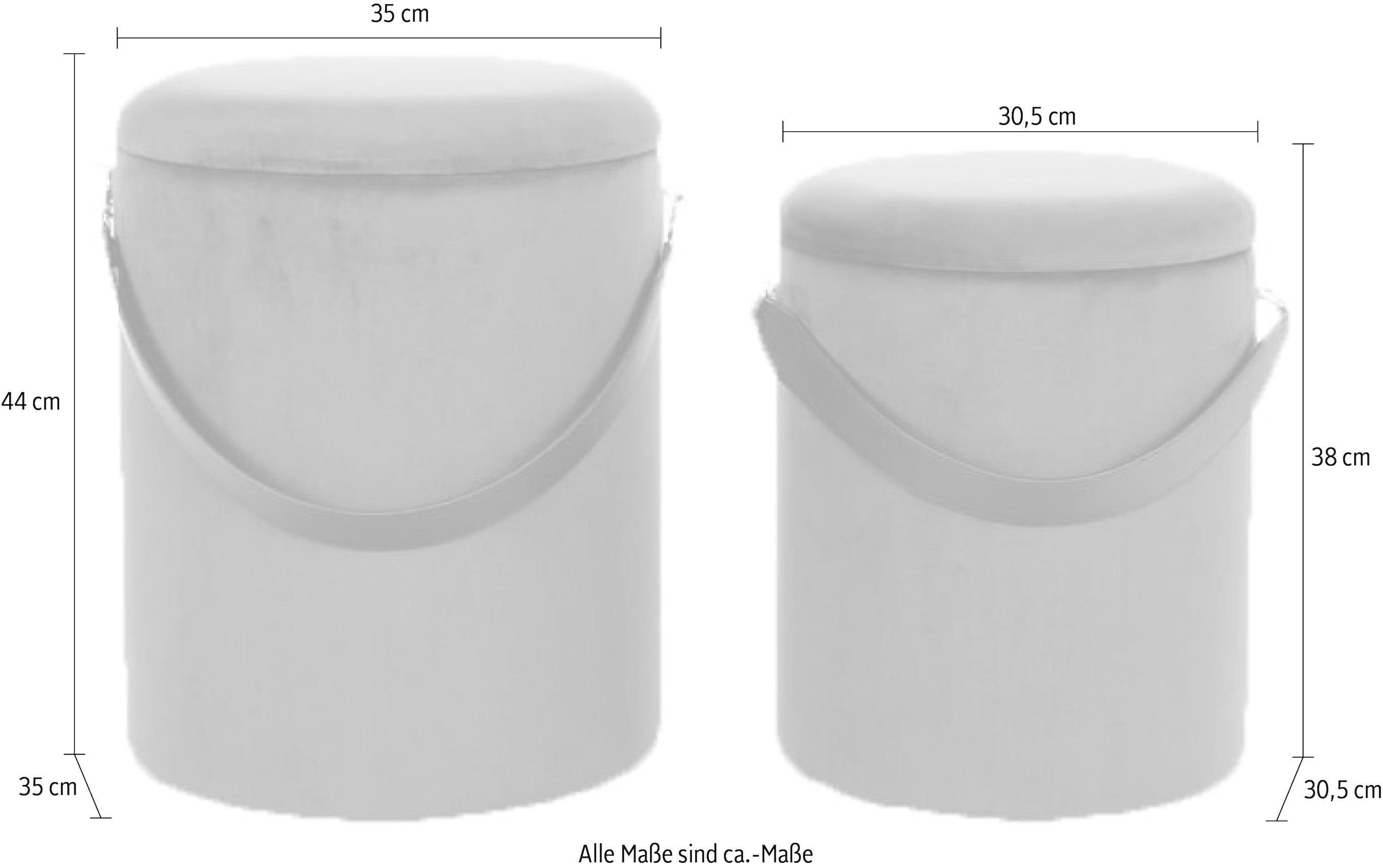 Kayoom Hocker »Arabella 125 2er-Set, abnehmbare Sitzfläche, Lagerfläche im Inneren«, (Set, 2 St.), stapelbar, gepolstert, mit Stauraum, runde, moderne Form