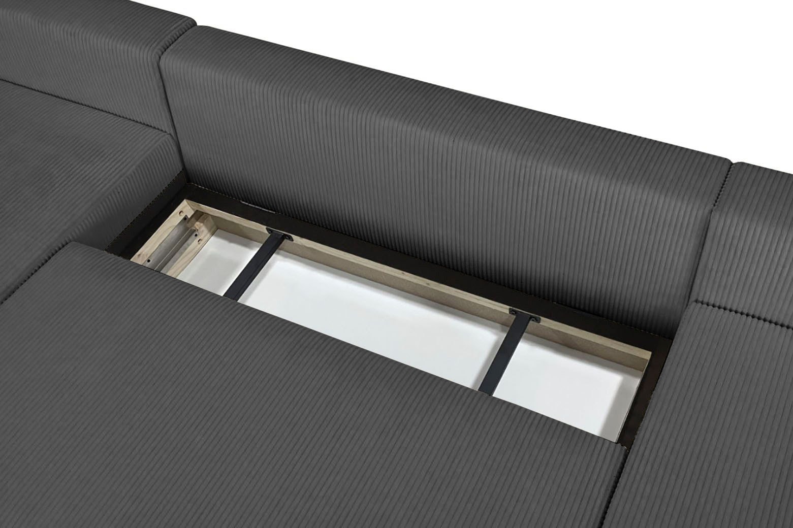 OTTO home Ecksofa »JONAA Cord L-Form, 241cm. OTTO. Verlässliche Qualität« Tonnentaschen-Federkern, Bettkasten, Schlafsofa (133/200)