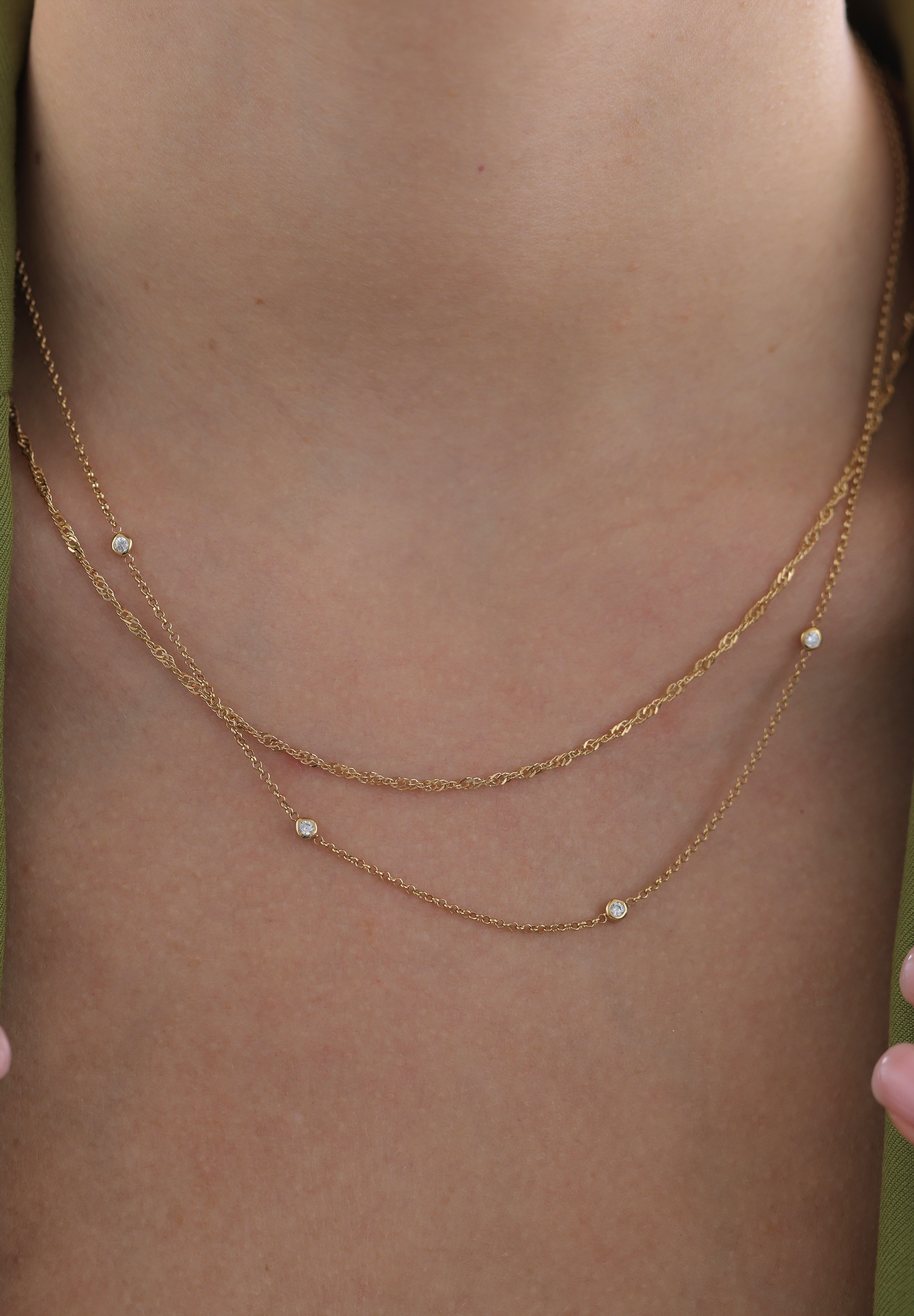 Elli DIAMONDS Silberkette »Halskette Laborgezüchtete Diamanten Weiß (0.035 ct) 375 Gelbgold«