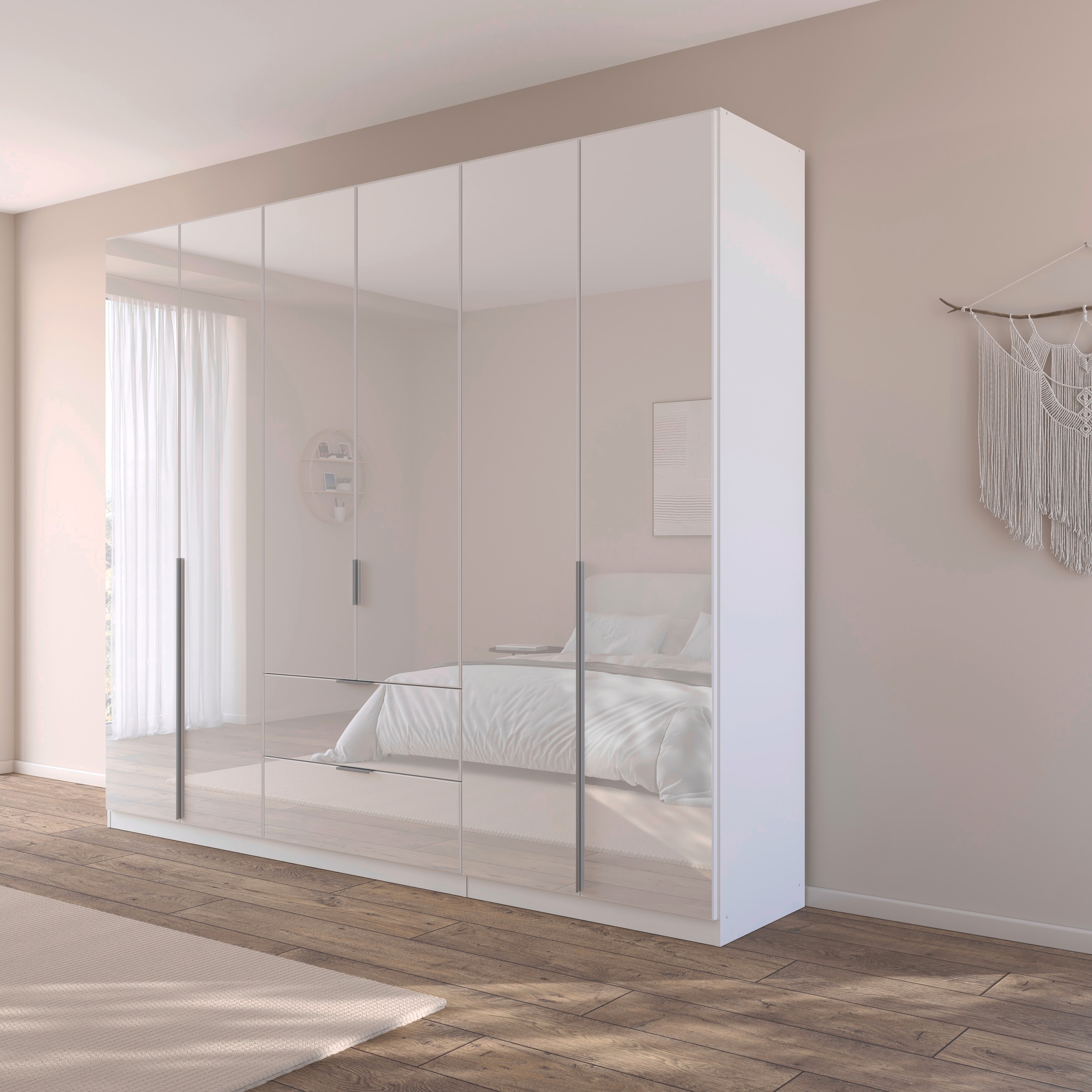 rauch Drehtürenschrank »Kleiderschrank Kleiderschränke Schrank Garderobe AGORDO mit Glasfront«, (in zwei Griff-Farben, Breiten 91-360 cm), mit Außenschubkästen, in 7 Breiten und 2 Höhen MADE IN GERMANY