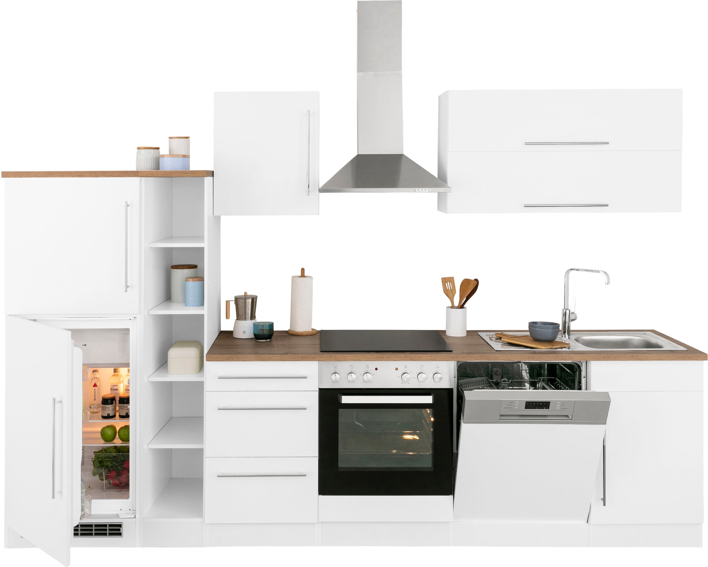 KOCHSTATION Küchenzeile »KS-Samos« Breite 310 cm, wahlweise mit E-Geräten, mit Arbeitsplatte