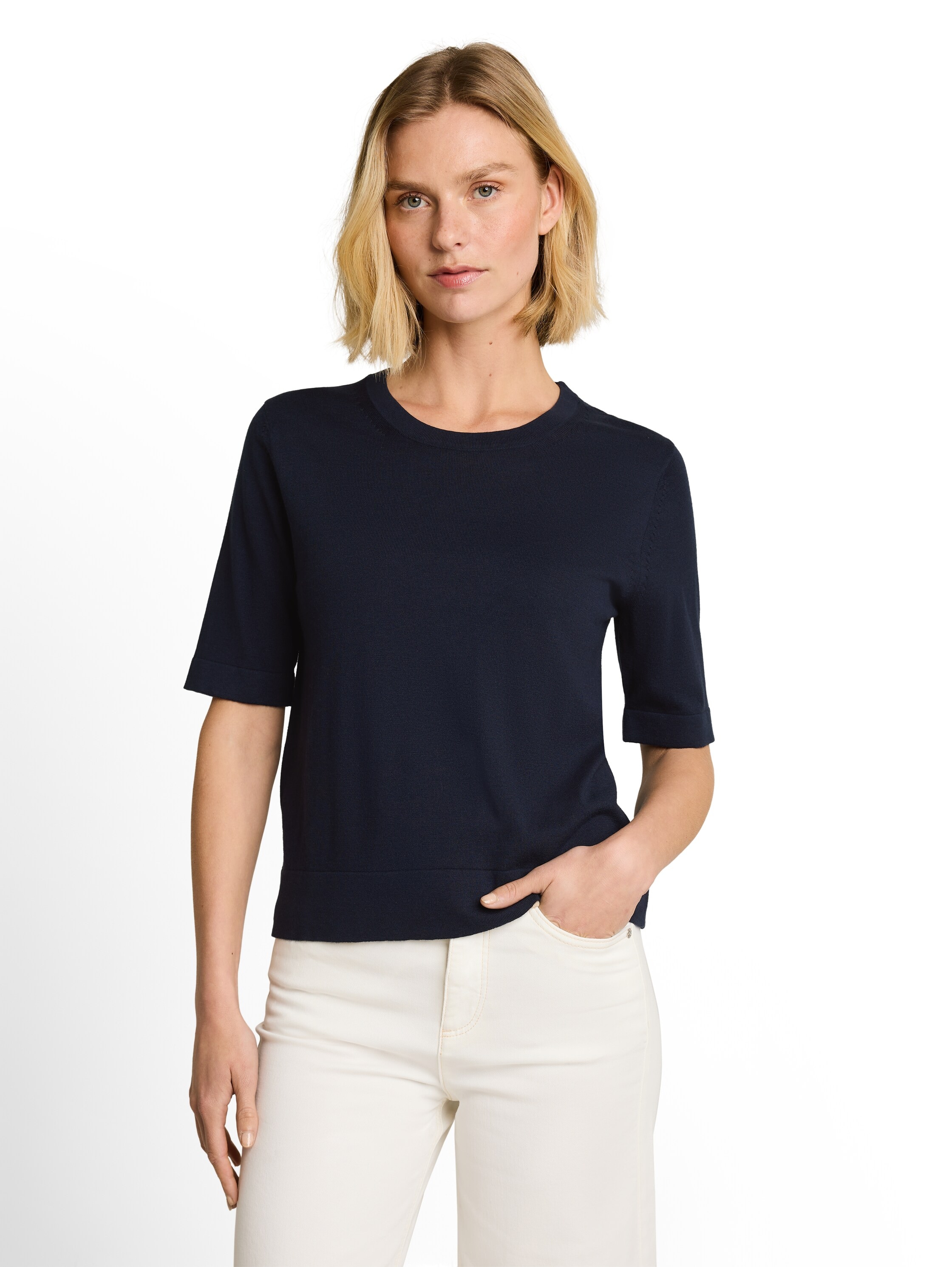 TOM TAILOR Strickpullover Sommer-Pulli - Halbarm -mit Viskose und Stretch