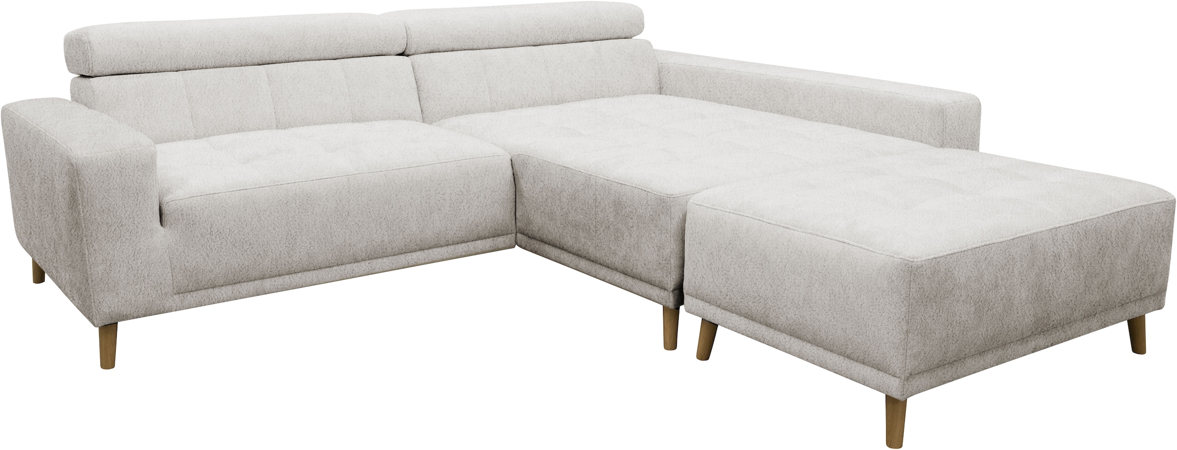 OTTO home Ecksofa »Greve 248 x 172 cm mit Steppungen, für gängige Saugroboter geeignet« Kopfteile verstellbar, aus pflegeleichtem, weichem Luxus-Microfaser