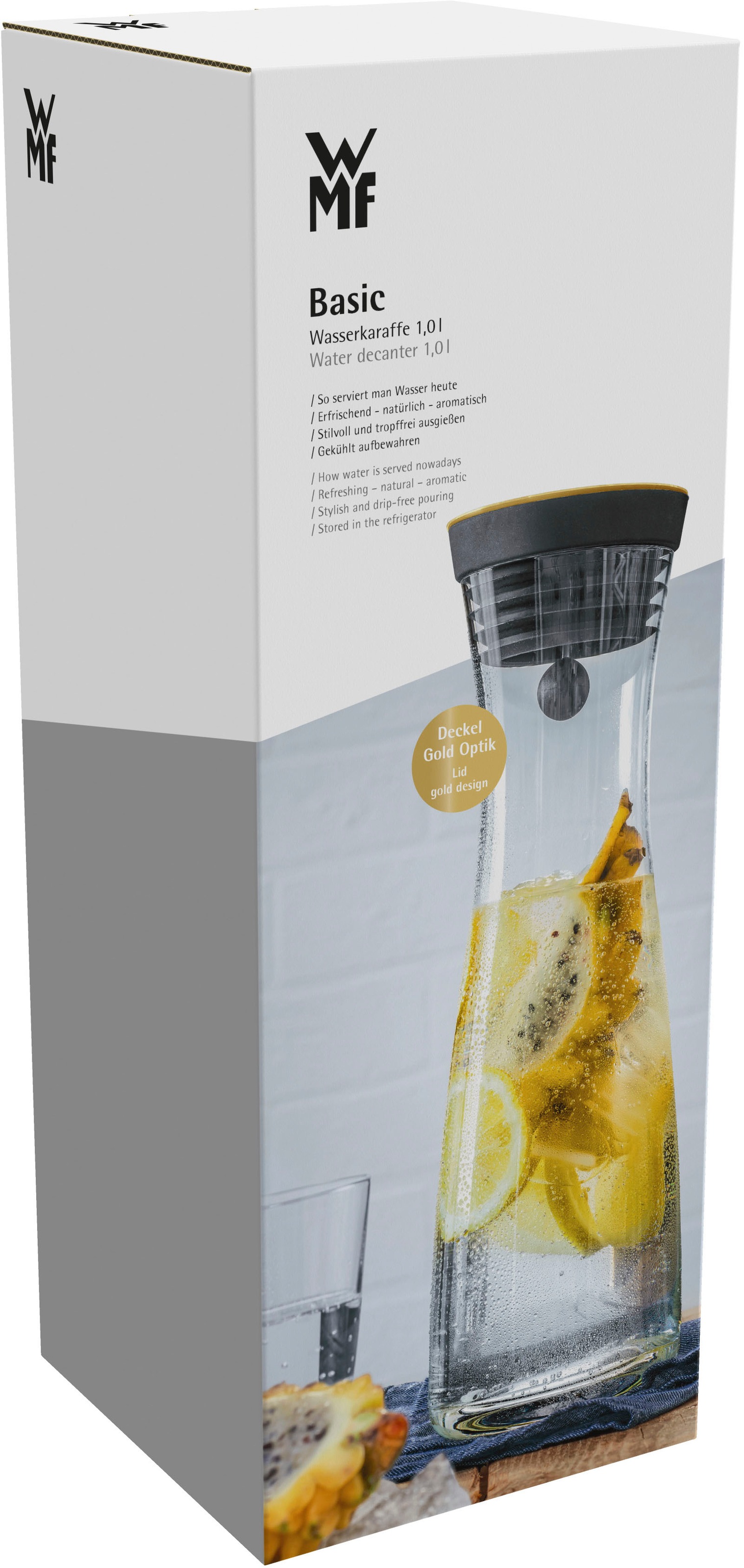 WMF Wasserkaraffe »Basic«, 1 Liter, Glaskaraffe, integriertes Sieb, tropffrei
