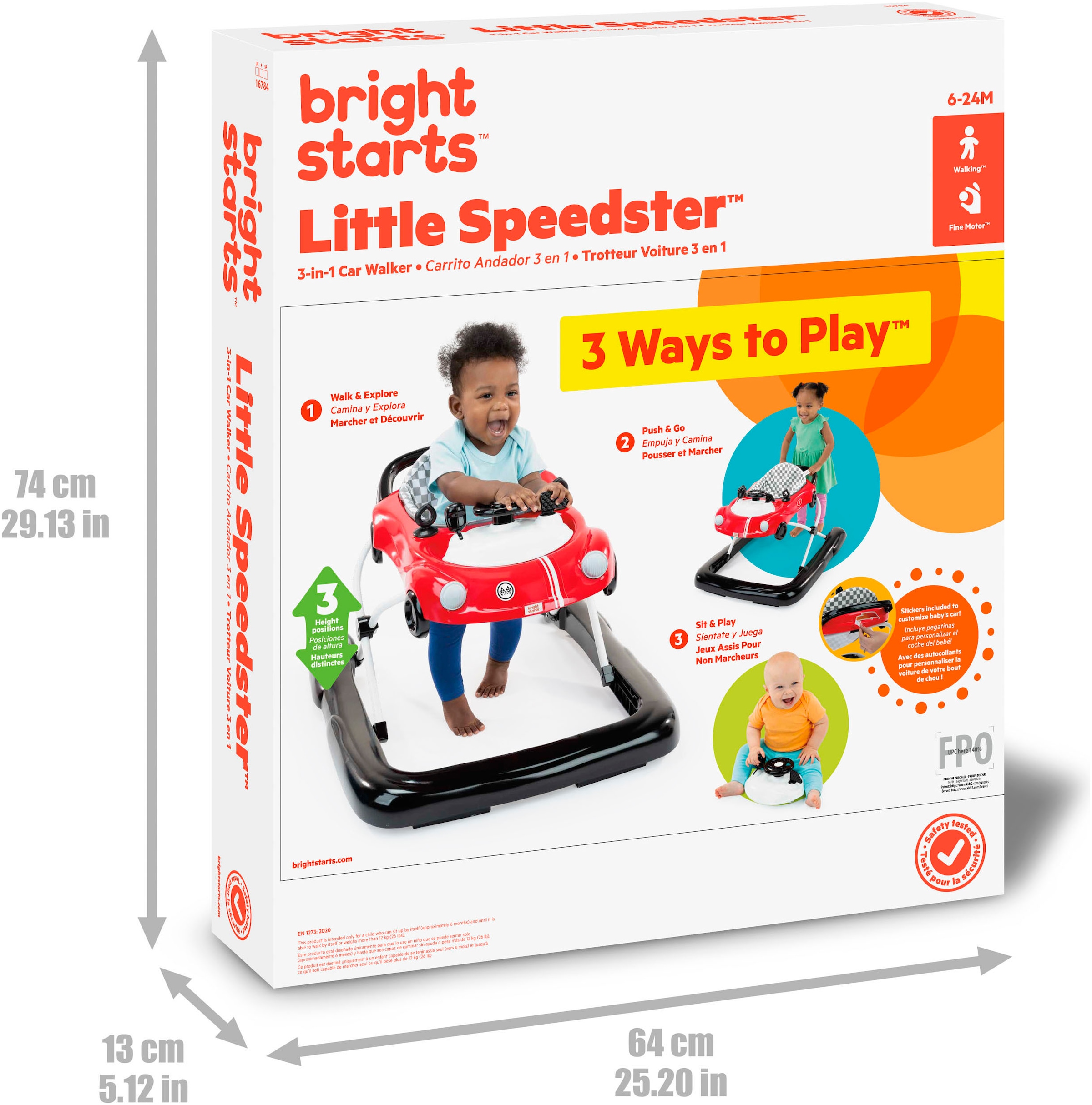 Bright Starts Lauflernhilfe »Little Speedster™ 3-in-1 Car Walker – Rot Racer«