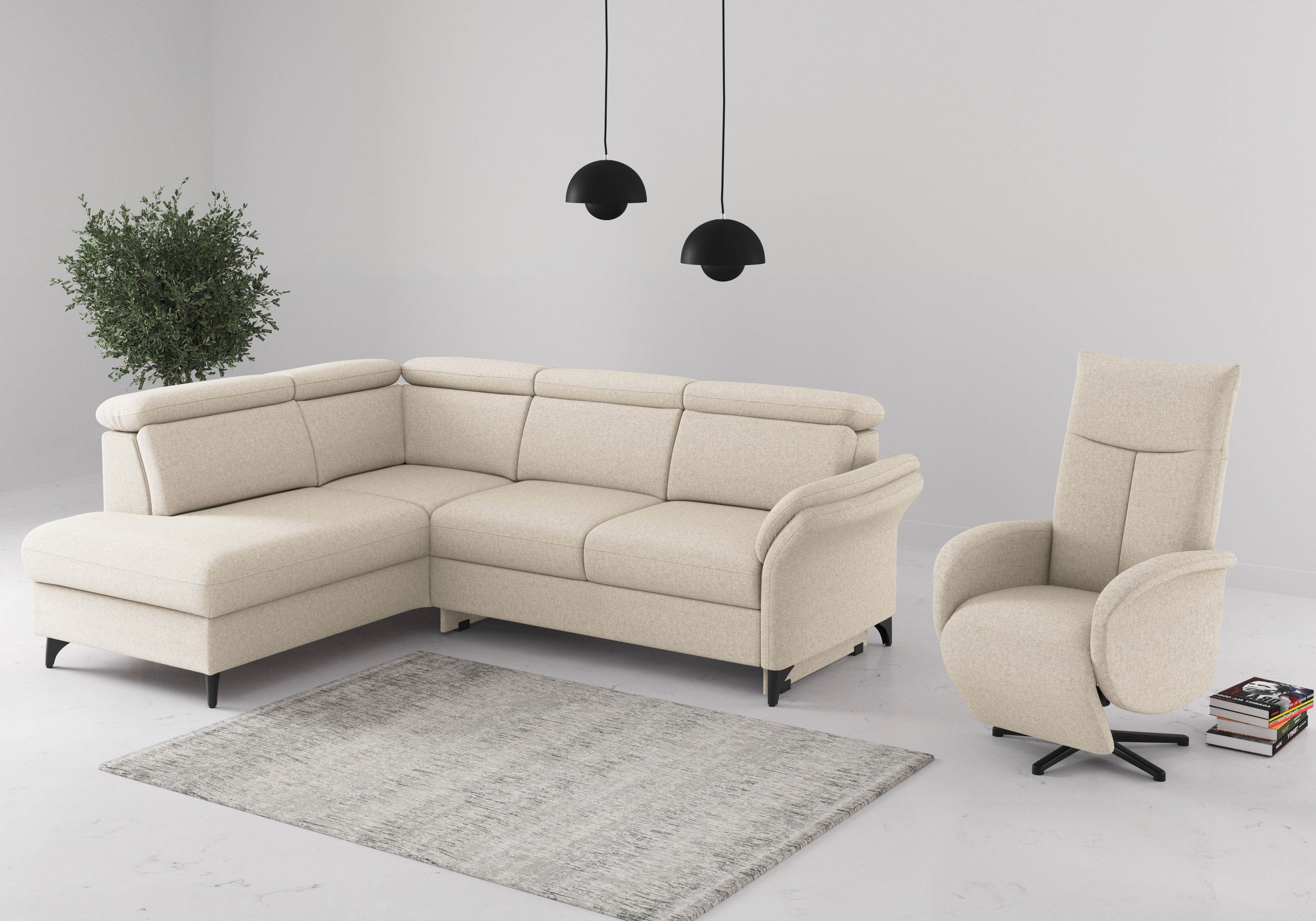 sit&more Ecksofa »Glendale, L-Form« inkl. Kopfteilverstellung, wahlweise mit Vorziehsitz und Bettkasten