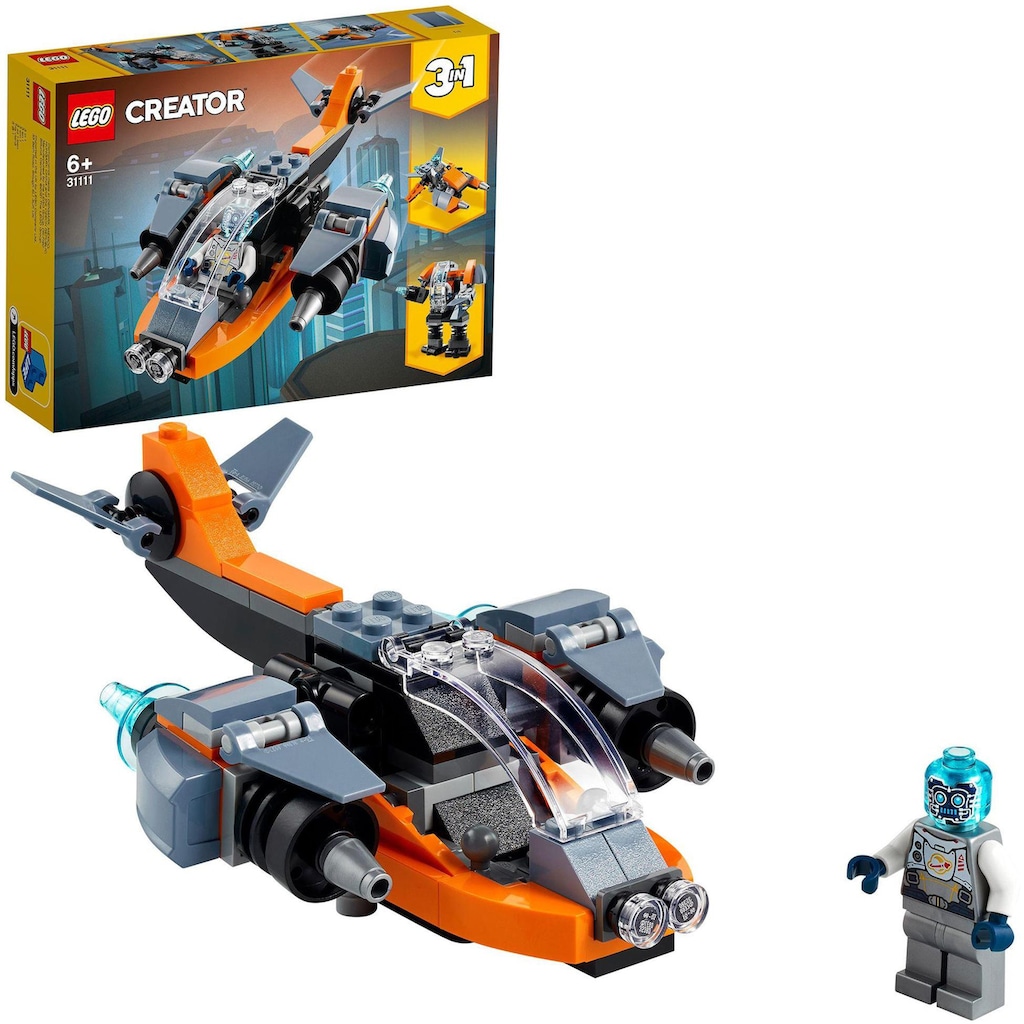 LEGO® Konstruktionsspielsteine »Cyber-Drohne (31111), LEGO® Creator 3in1«, (113 St.)