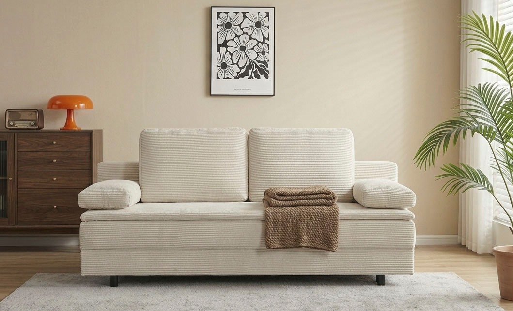 OTTO home Schlafsofa »JANNIKO Cord, Breite: 193 cm, Liegefläche 124x193 cm, softer Cord« mit Bettfunktion & Bettkasten