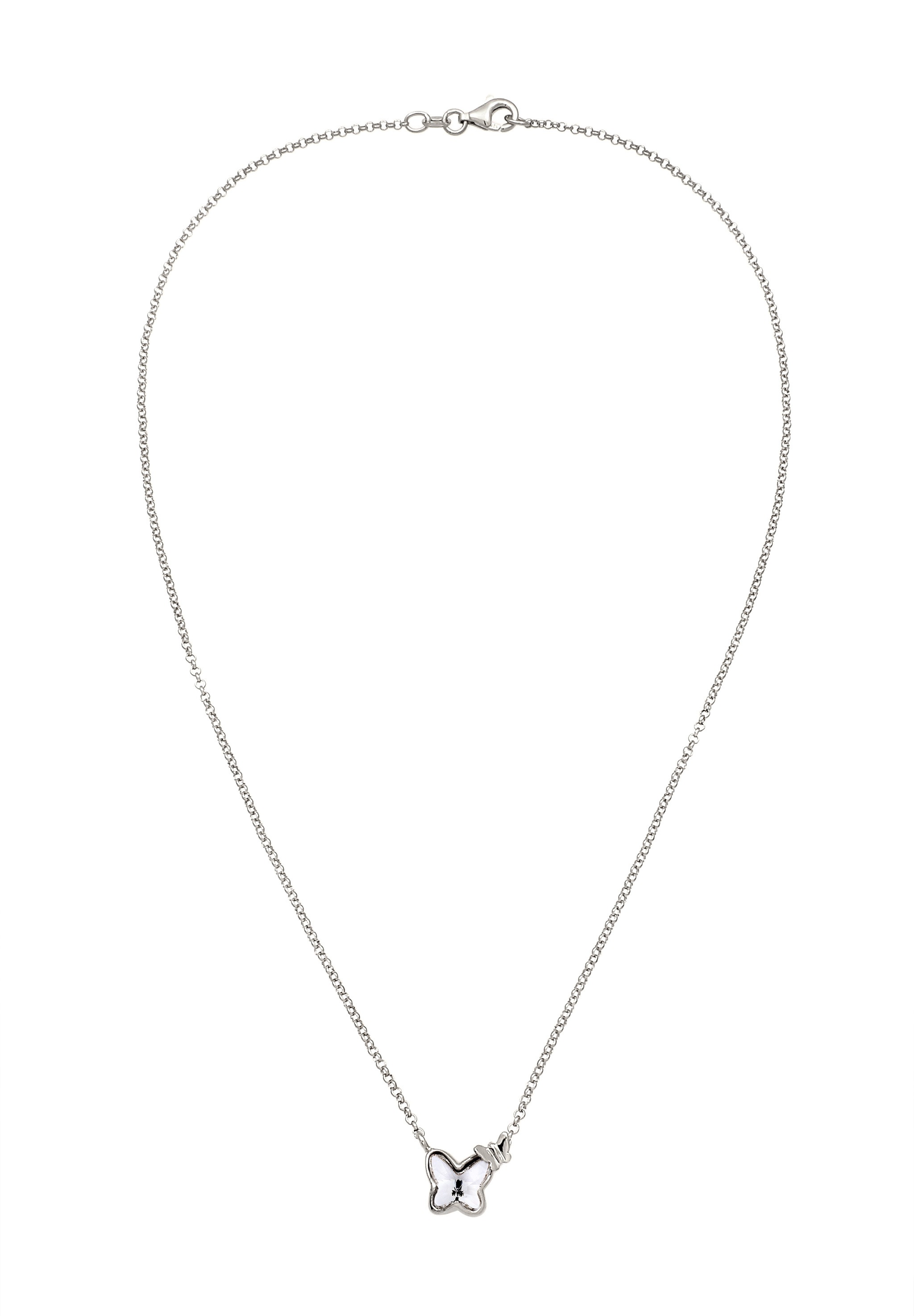 Nenalina Silberkette »Halskette Schmetterling Glas Kristalle Weiß 925 Sterling Silber«