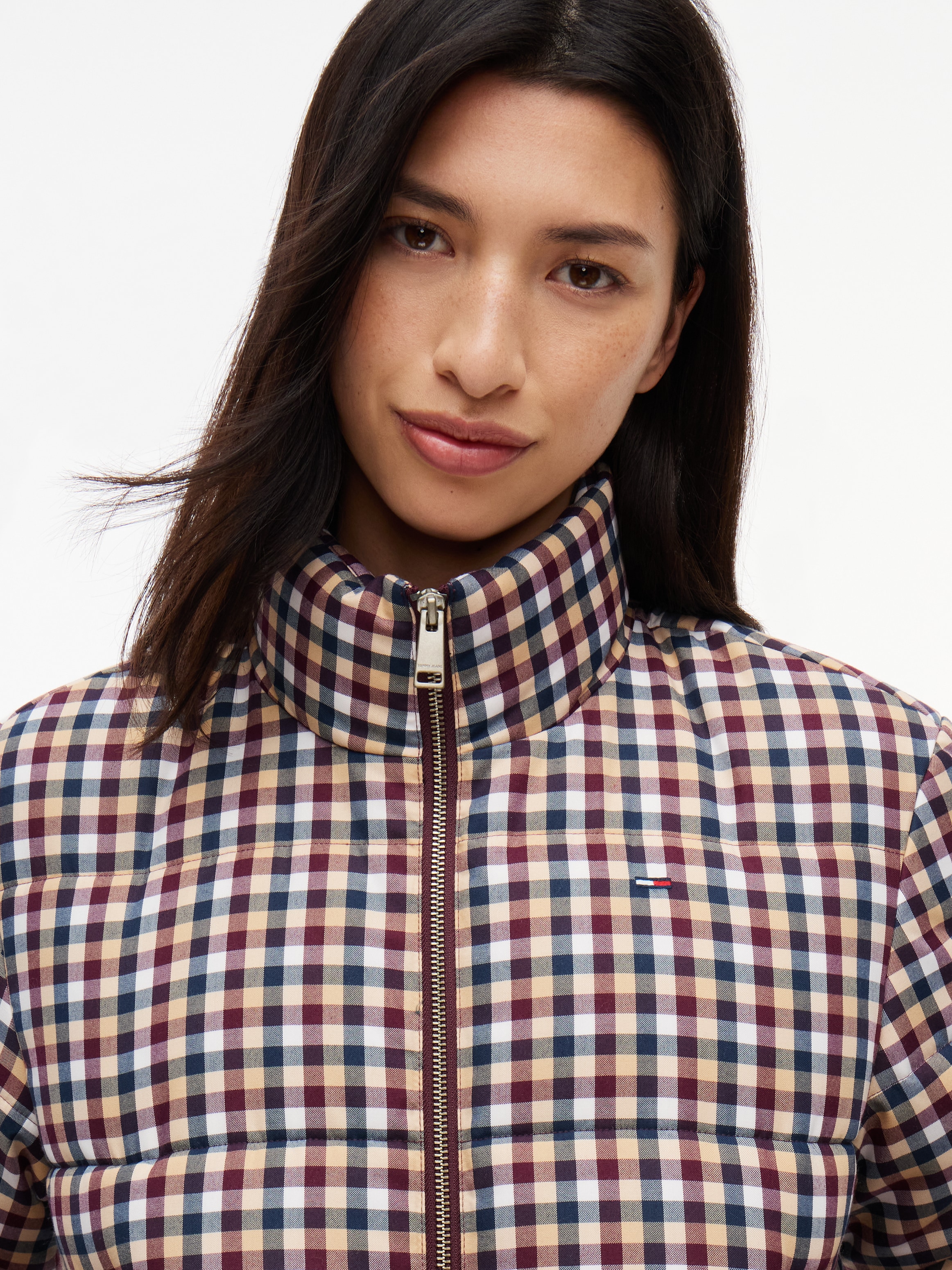 Tommy Jeans Steppjacke »TJW CROP CHECK PUFFER« Kunstfaser