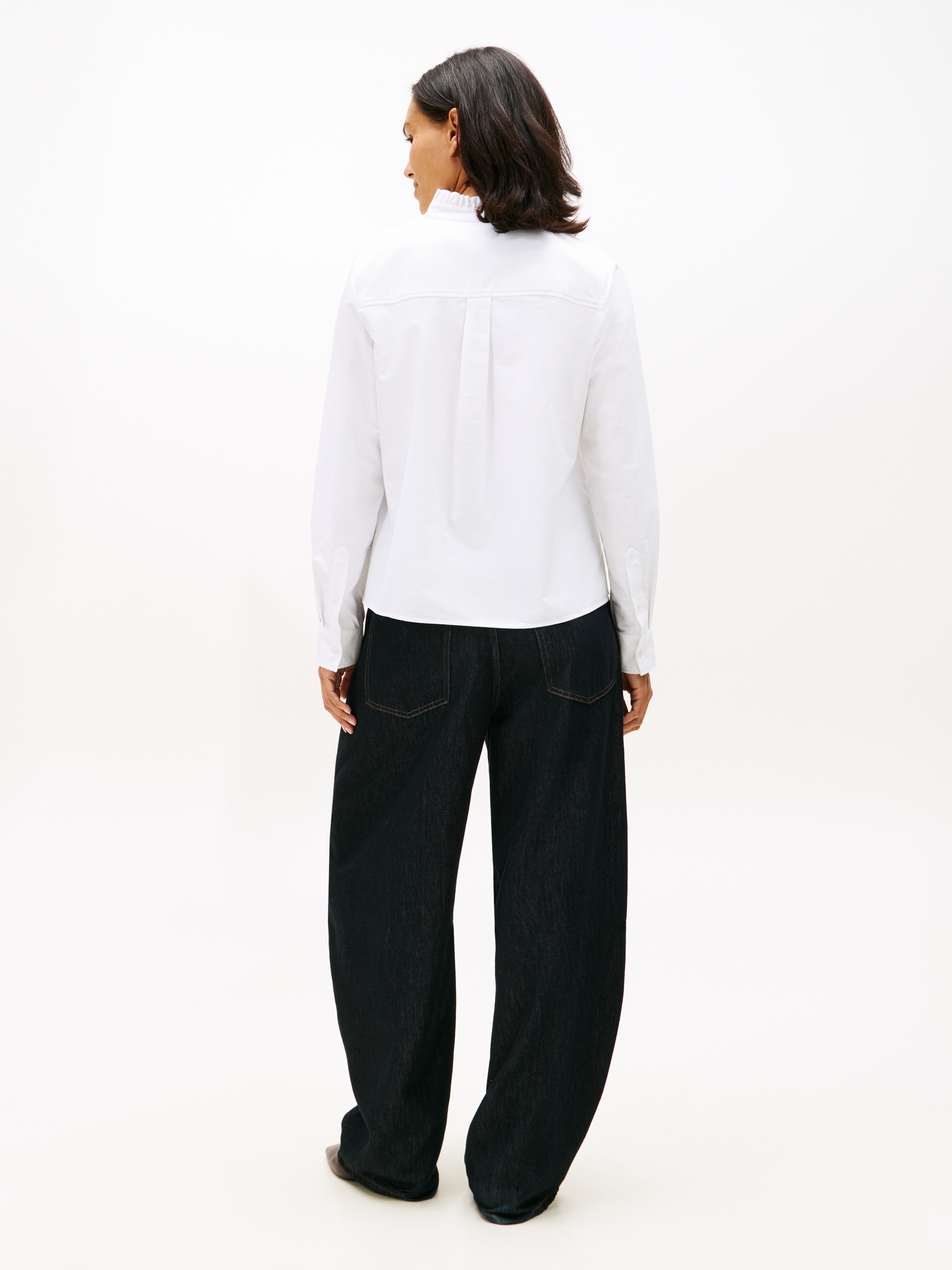 Tommy Hilfiger Langarmbluse »OXFORD RUFFLE NECK SHIRT« mit Rüschen Detail