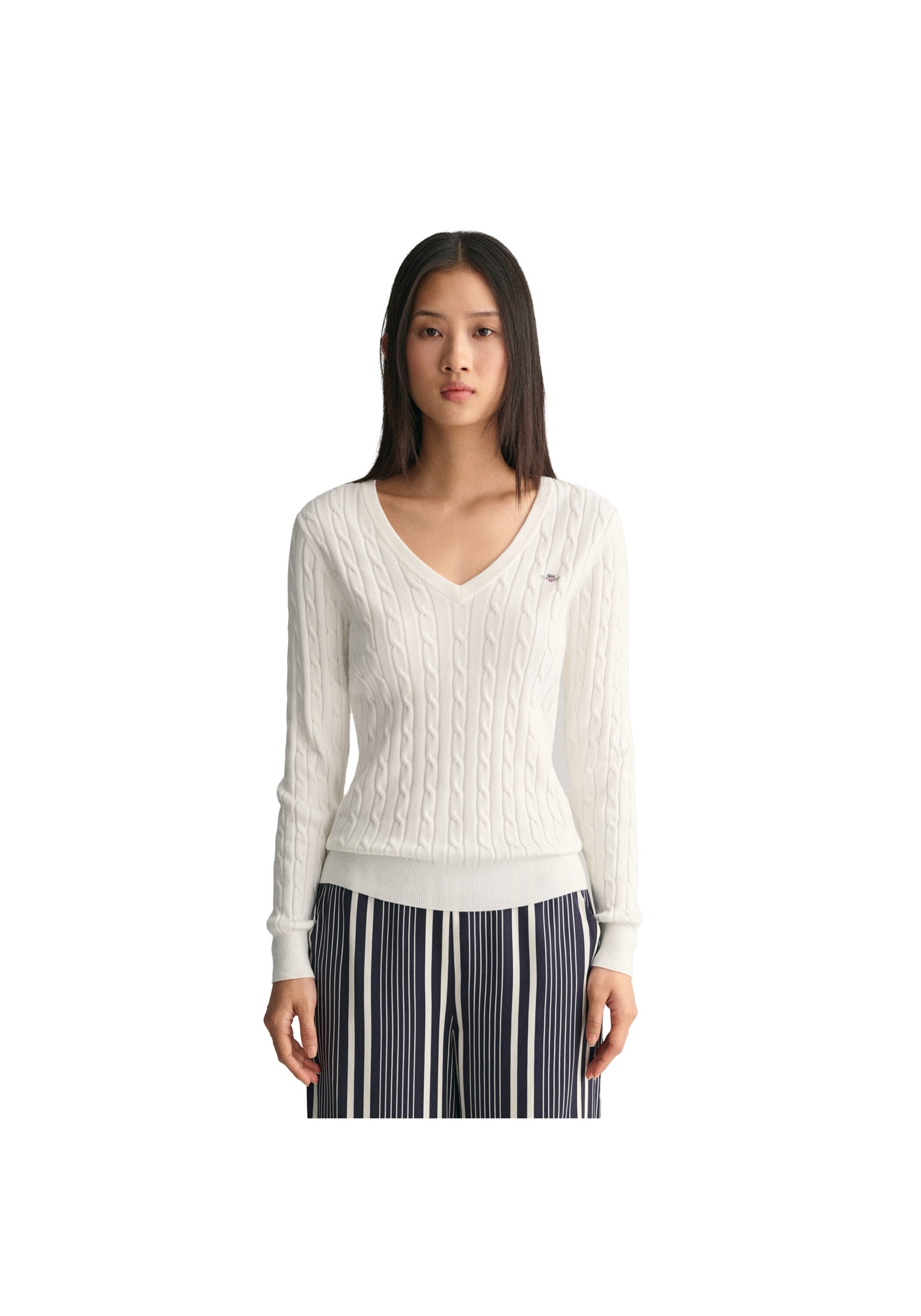 Gant Sweater »Strickpullover STRETCH COTTON CABLE V-NECK«