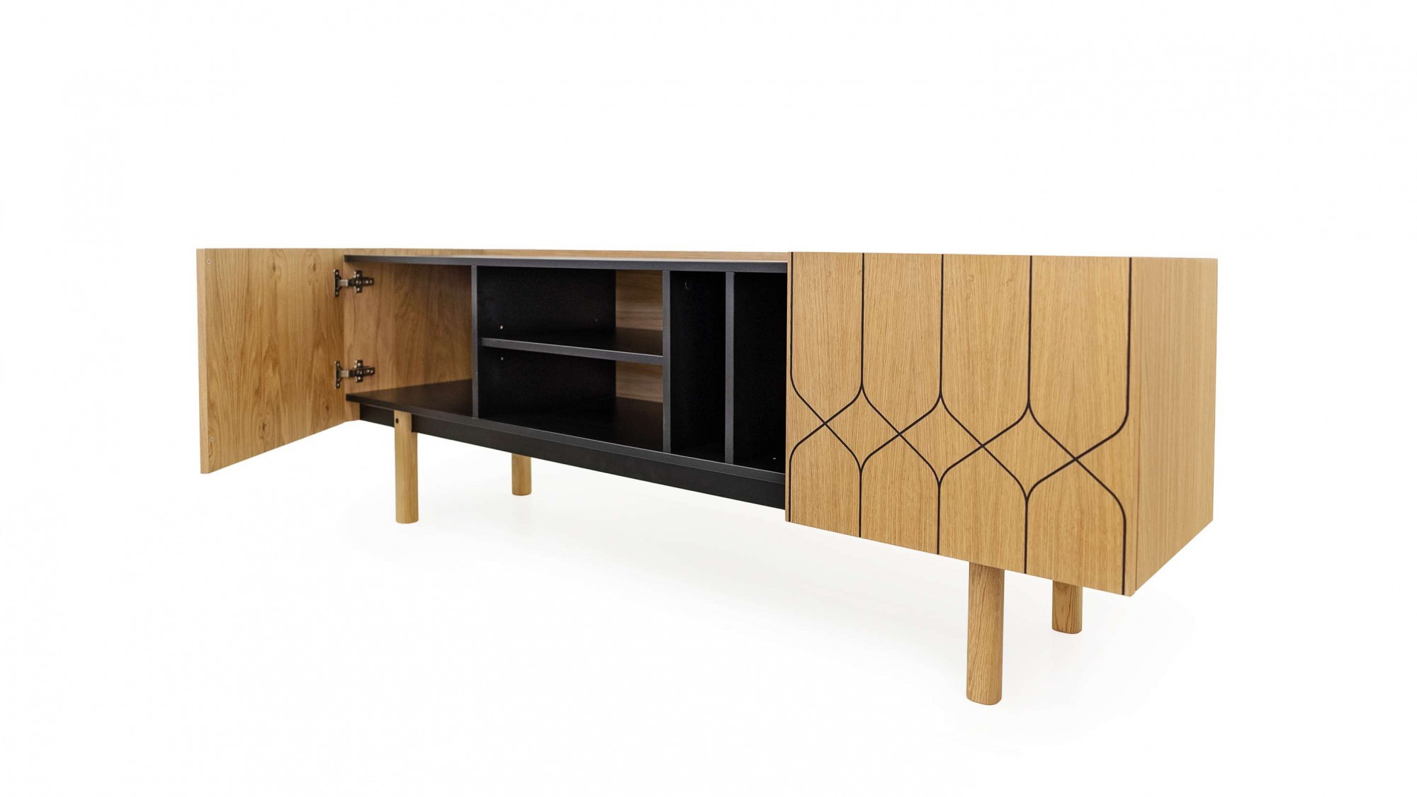 Woodman Sideboard »Porto«, Kommode, dekorative Fräsungen, mit Eichenholzfurnier, Breite 175 cm