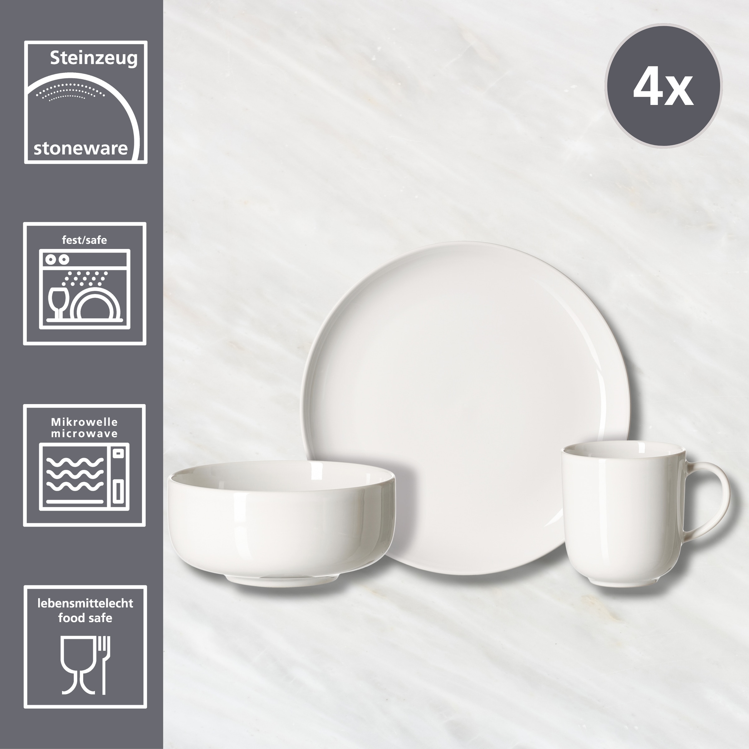 Ritzenhoff & Breker Frühstücks-Geschirrset »Volos« aus Steinzeug für 4 Personen