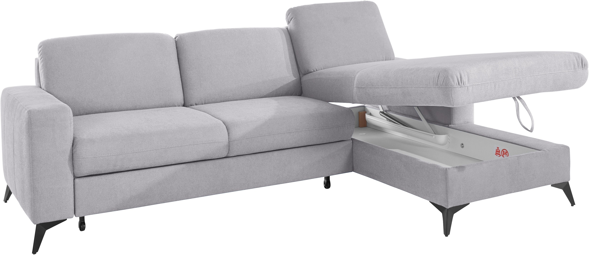 Places of Style Ecksofa »Lolland L-Form«, Wahlweise mit Bettfunktion und Bettkasten, Federkern