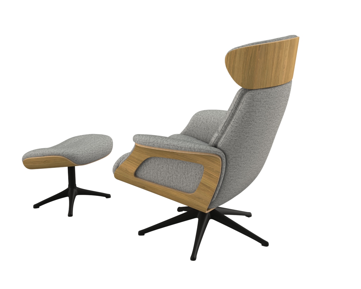 FLEXLUX Relaxsessel »Clement Rücken u. Kopfverstellung, ergonomisch, Airchannels,« Rücken- & Kopfteilverstellung, Drehbar, Armlehne Eiche, Fuß Schwarz