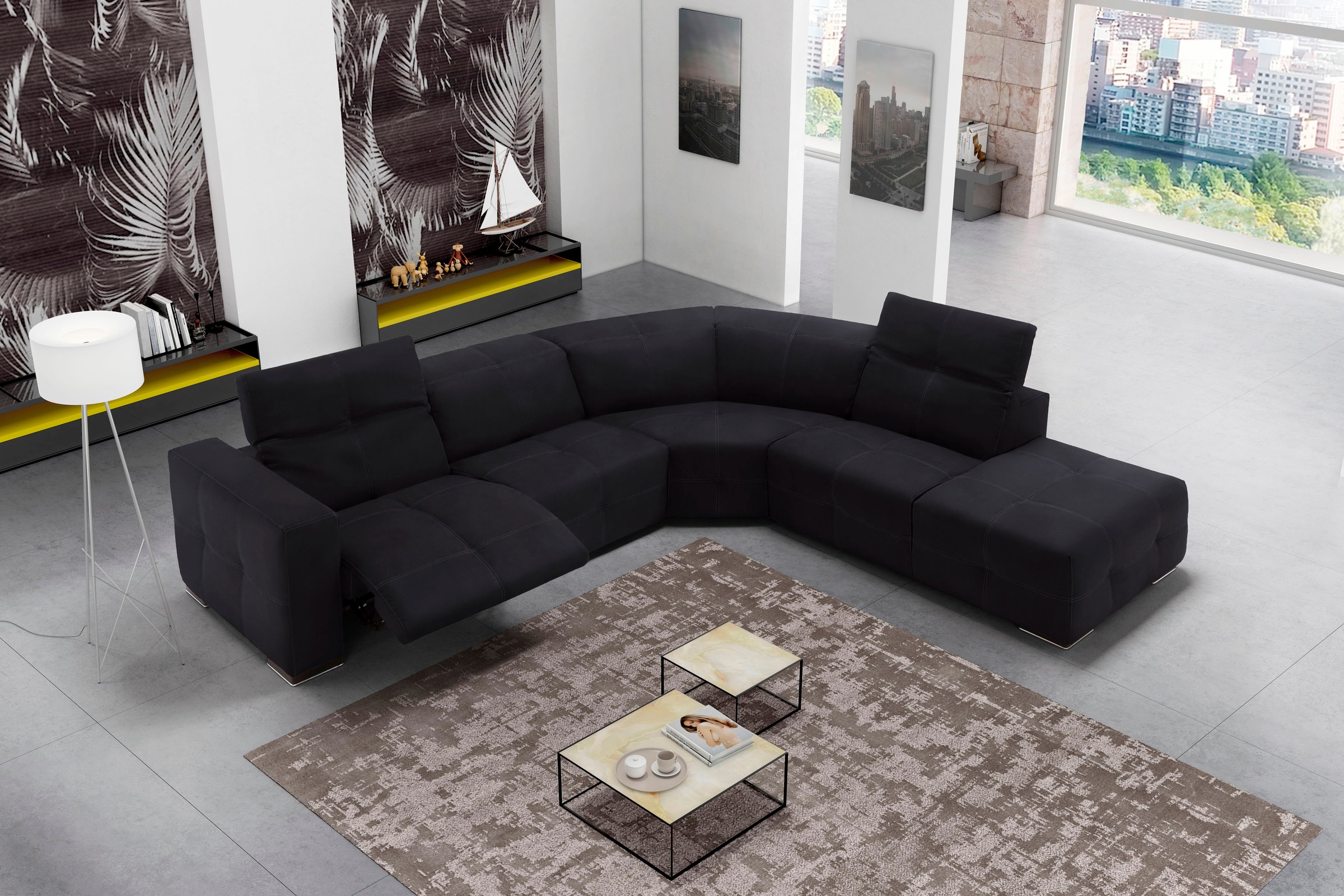 Egoitaliano Ecksofa »Sauvanne, Designsofa der Extraklasse, elegant und bequem«, wahlweise mit elektrischer Relaxfunktion, Kopfteilverstellung