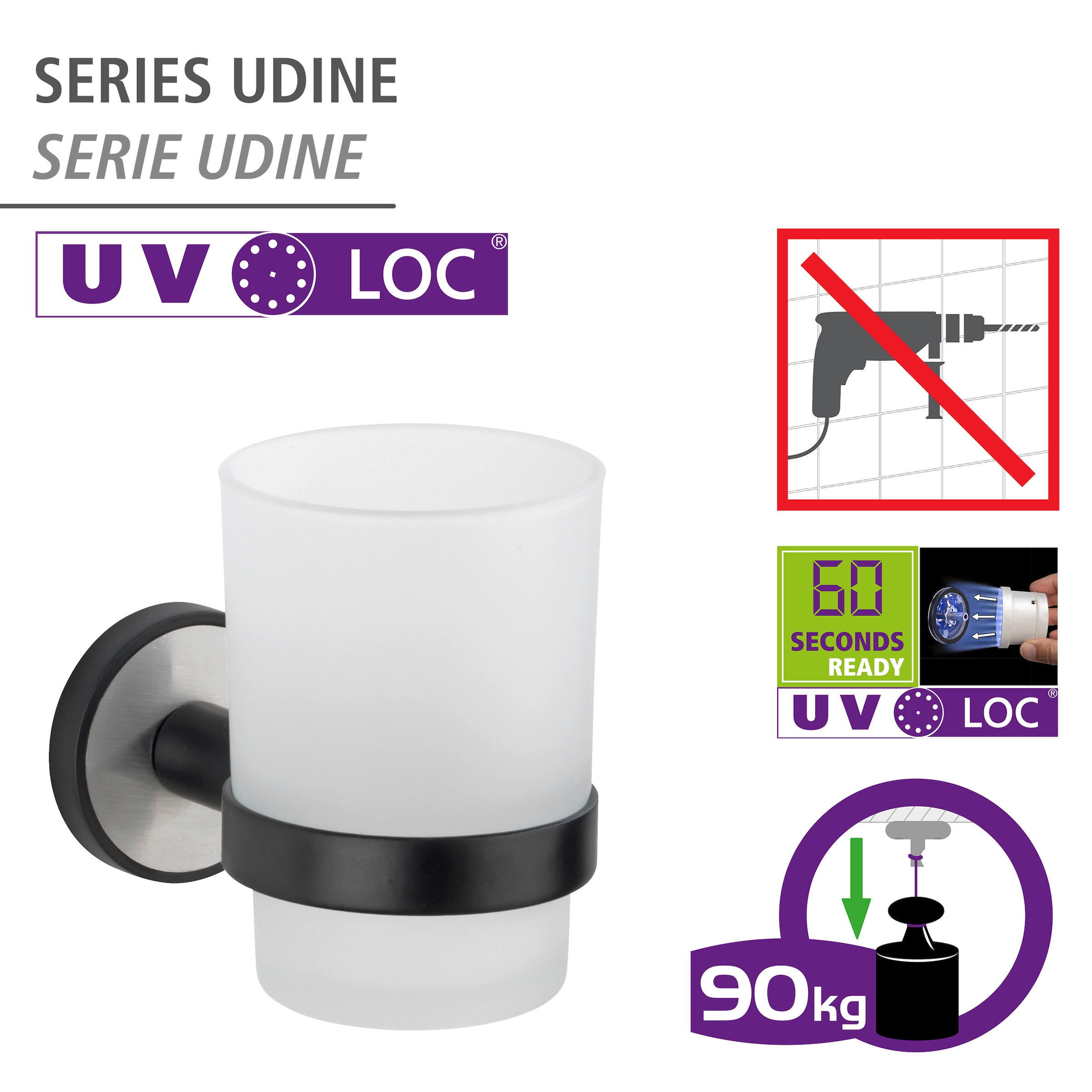 WENKO Zahnputzbecher »UV-Loc® ohne Garantie innovativem XXL mit mit Jahren online Klebesystem 3 | befestigen Udine«, kaufen Bohren