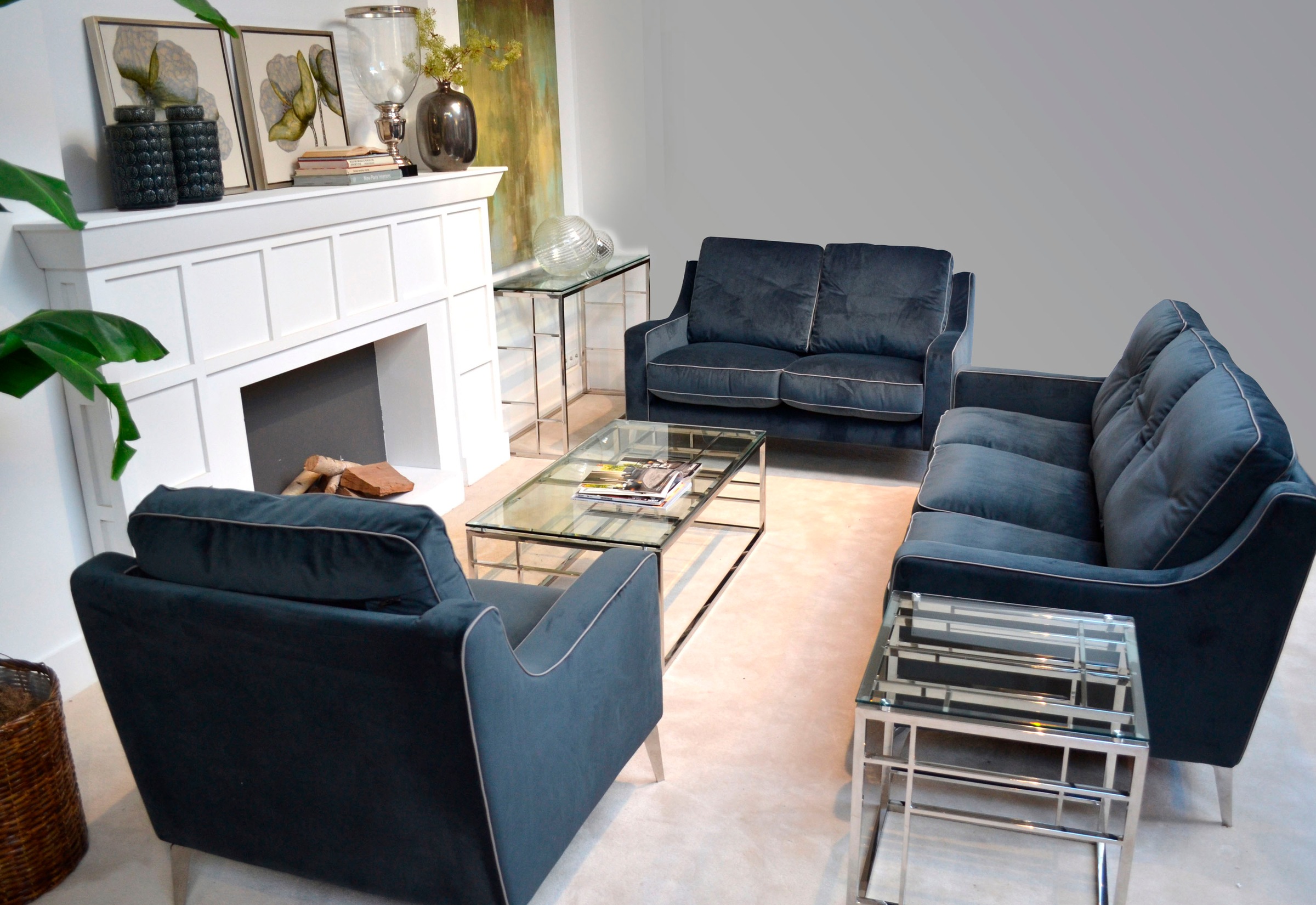 Leonique 2-Sitzer »Chicago« 2-Sitzer Ssofa, graublau, klassisch/modern, 147x92x90