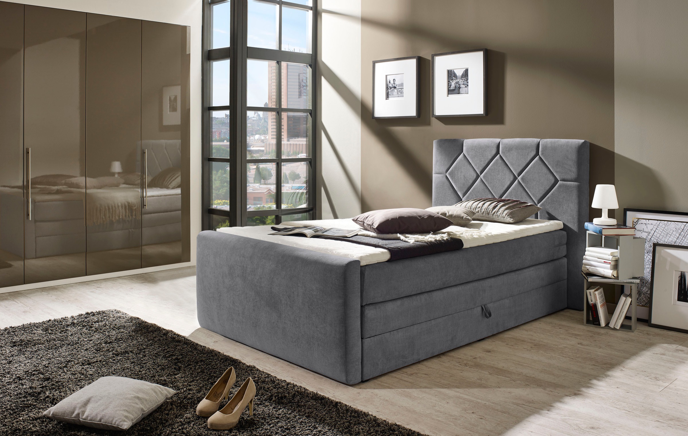 Places of Style Boxspringbett »Atlanta«, inklusive Topper und Bettkasten