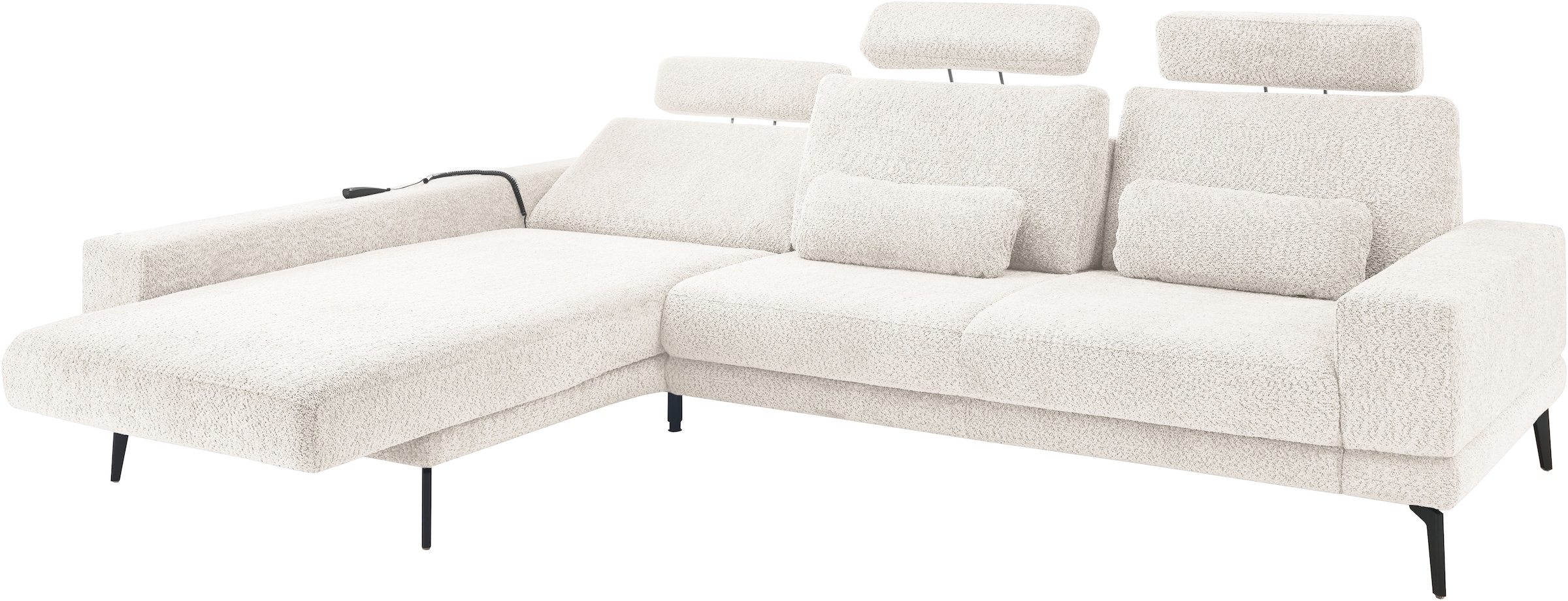 set one by Musterring Ecksofa »SO 3600, inkl motor. Sitztiefenverstellung, Kopfstützen, Nierenkissen«, Sitzhöhe 42 cm, Federkern, Breite 293 x Tiefe 180 cm, Kama natur