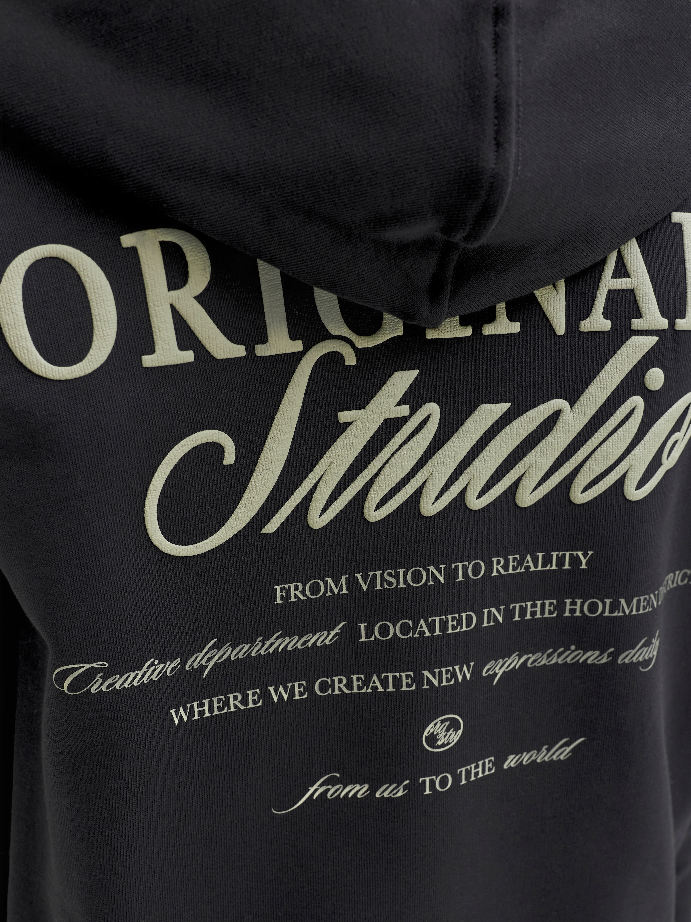 Jack & Jones Junior Kapuzensweatshirt »JORNORREBRO TYPO BACK SWEAT HOOD SN JNR«, Baumwollmischung, relaxed fit, Langarm
