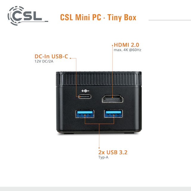 CSL PC »Tiny Box«, 2m HDMI Kabel ➥ 3 Jahre XXL Garantie | UNIVERSAL | alle PCs