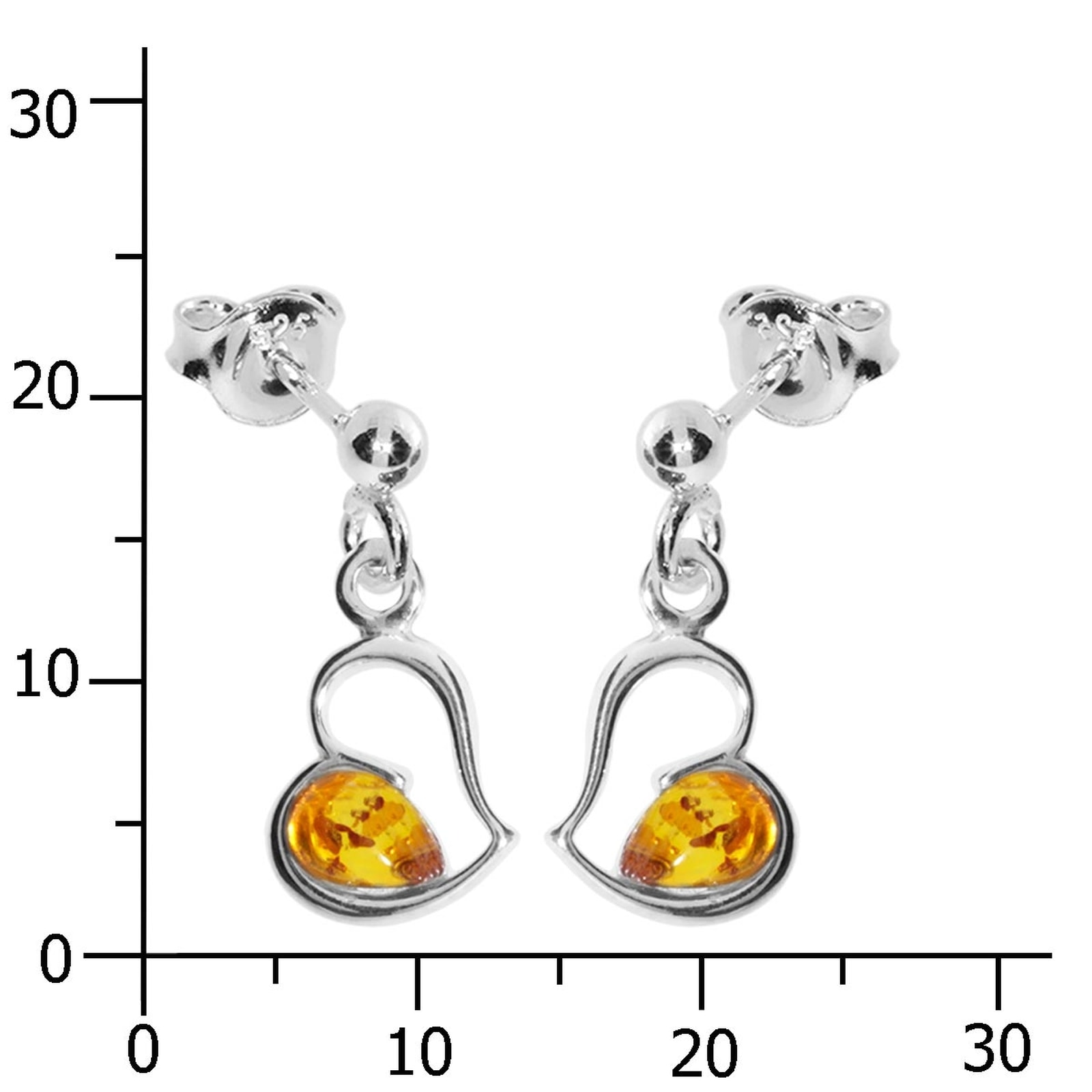 OSTSEE-SCHMUCK Paar Ohrhänger »- Herz - Silber 925/000 - Bernstein«