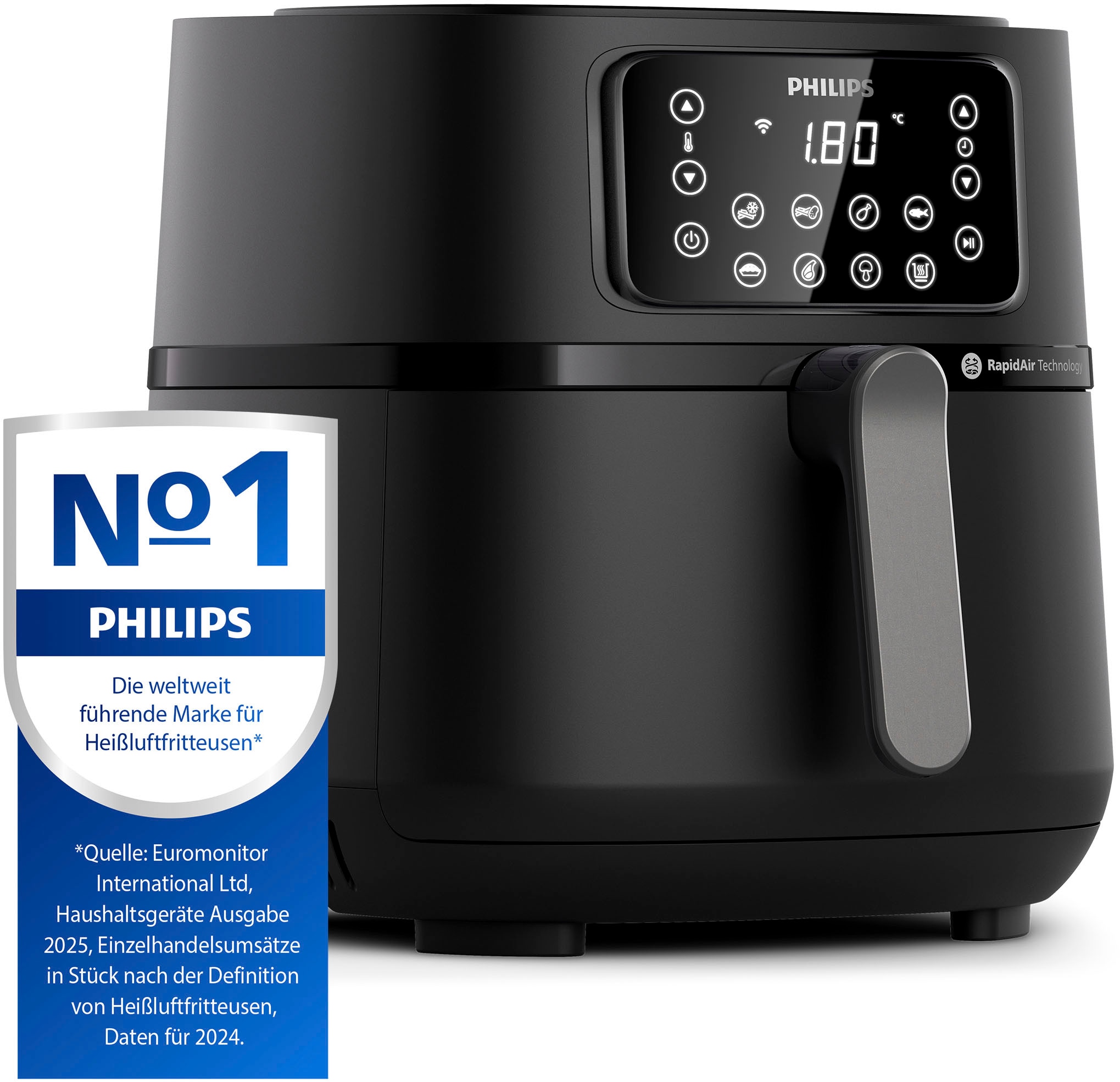 Philips Heißluftfritteuse »Airfryer XXL HD9285/96, 7,2 l«, 2000 W, mit 7 Voreinstellungen und Warmhaltefunktion, WiFi Konnektivität