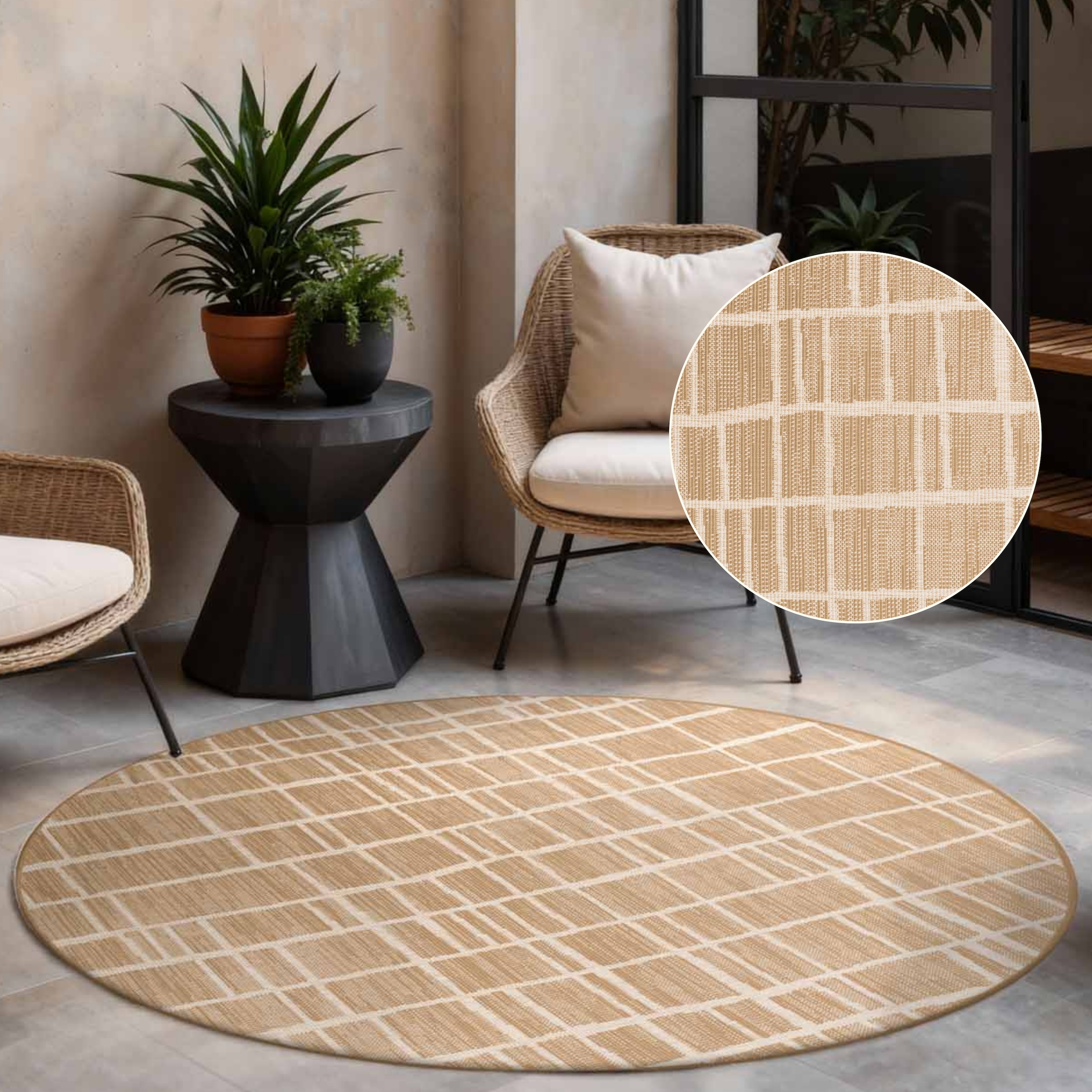 Ted Baker Teppich »Crouch , Wendeteppich« rund 8 mm Höhe Designteppich, Wetterfest, Pflegeleicht, Modern, Wohnzimmer, Terrasse