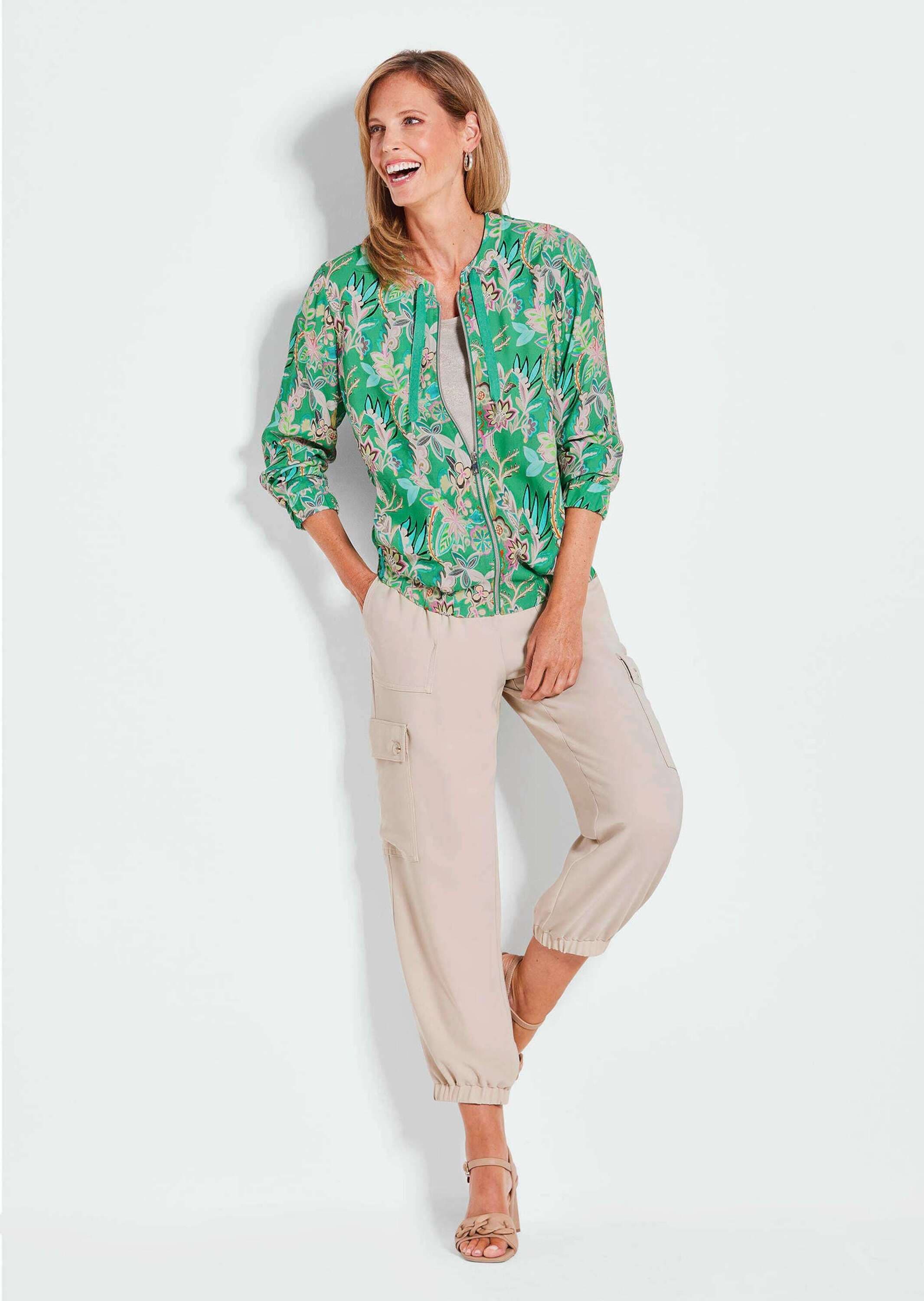 GOLDNER Kurzjacke »Floraler Damenblouson mit Reißverschluss« Reißverschluss mit Belegverarbeitung