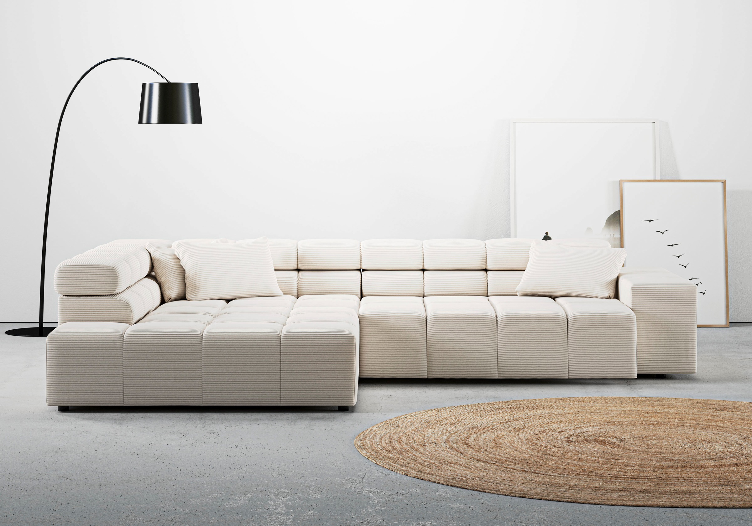 INOSIGN Ecksofa »Ancona incl. Kopfteilverstellung, Breite 319cm, L-Form«, wahlweise motorische Sitztiefenverstellung, auch in Cord + Easy Care