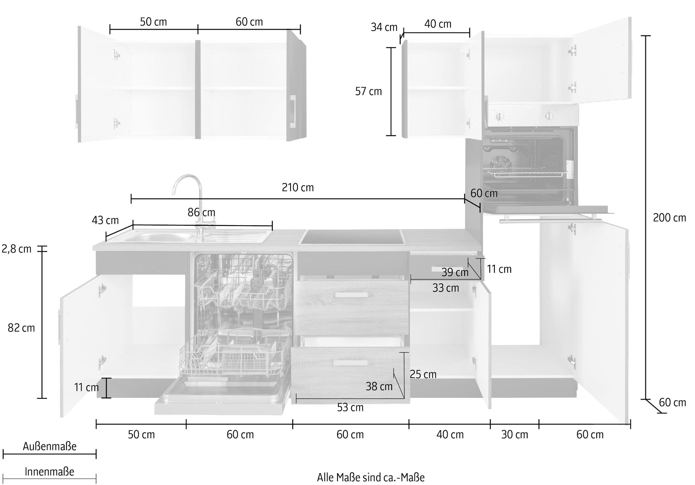 HELD MÖBEL Küchenzeile »Gera«, mit E-Geräten, Breite 270 cm auf Rechnung  kaufen