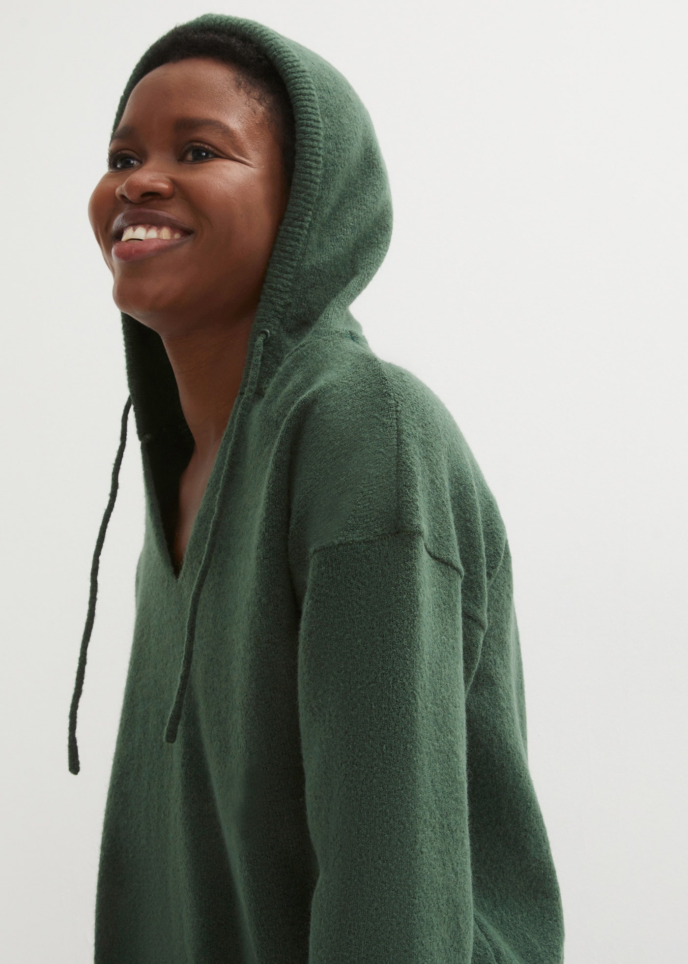 bonprix Strickpullover mit Kapuze, Langarm, lässige Passform