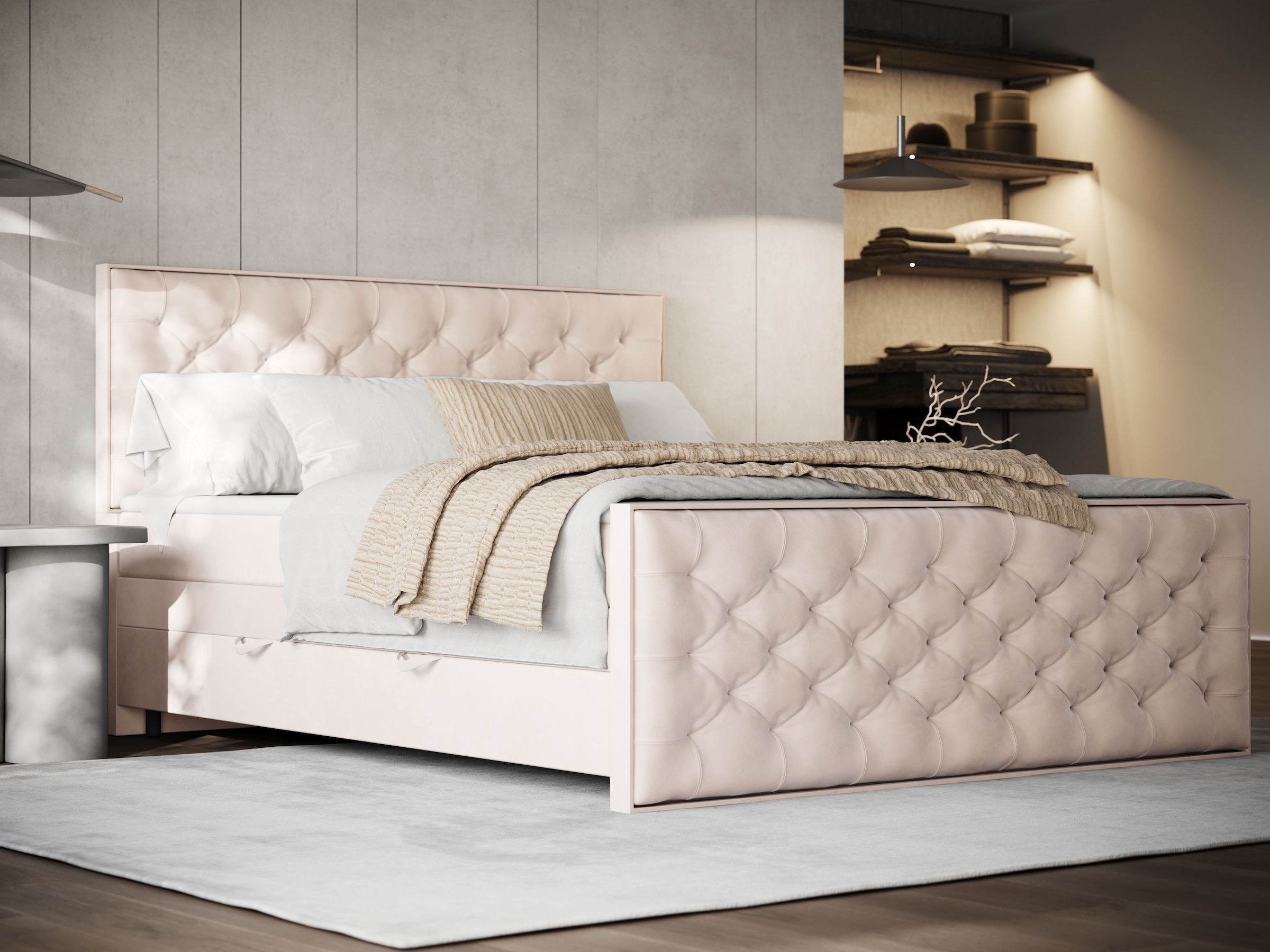 FORTE Boxspringbett »Lanciano Max inkl. zwei Bettkästen und Kaltschaum Topper« und einer 7-Zonen-Tonnentaschenfederkernmatratze H2/H3