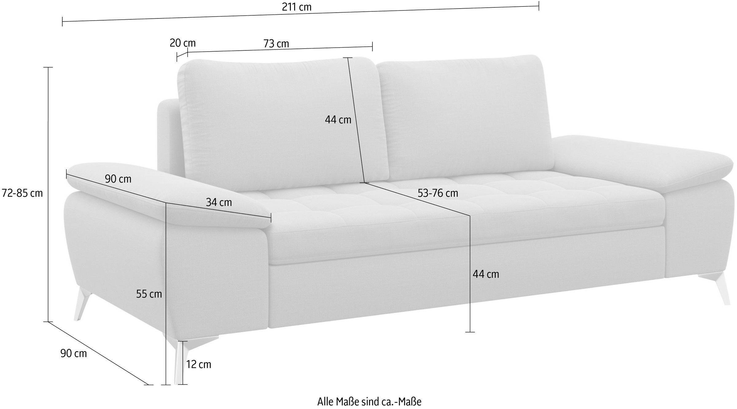 sit&more 2,5-Sitzer »Latigo« mit hochwertigen Metallfüßen