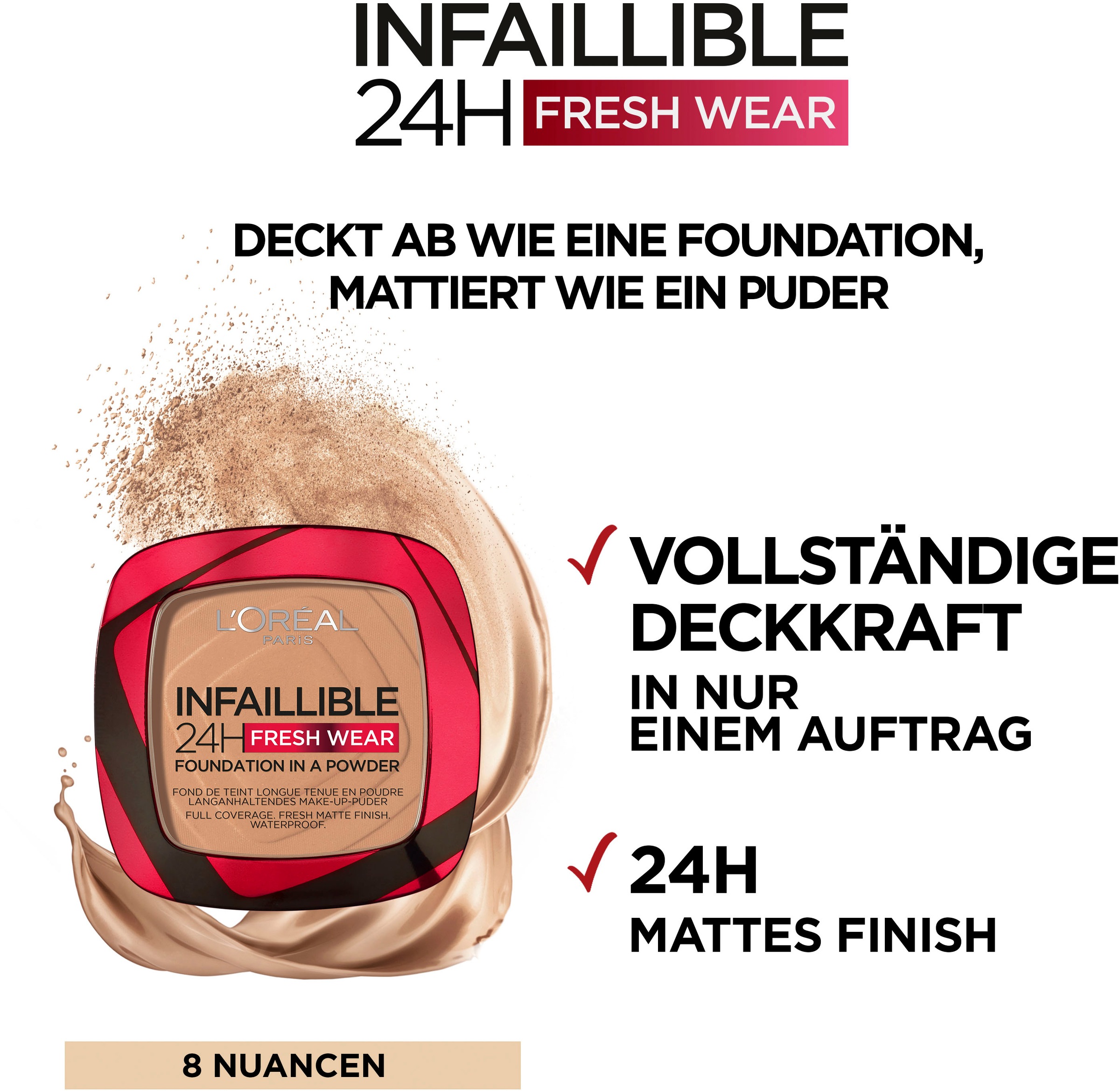 L'ORÉAL PARIS Puder »Infaillible 24H Fresh Wear«, mit langanhaltender Formel