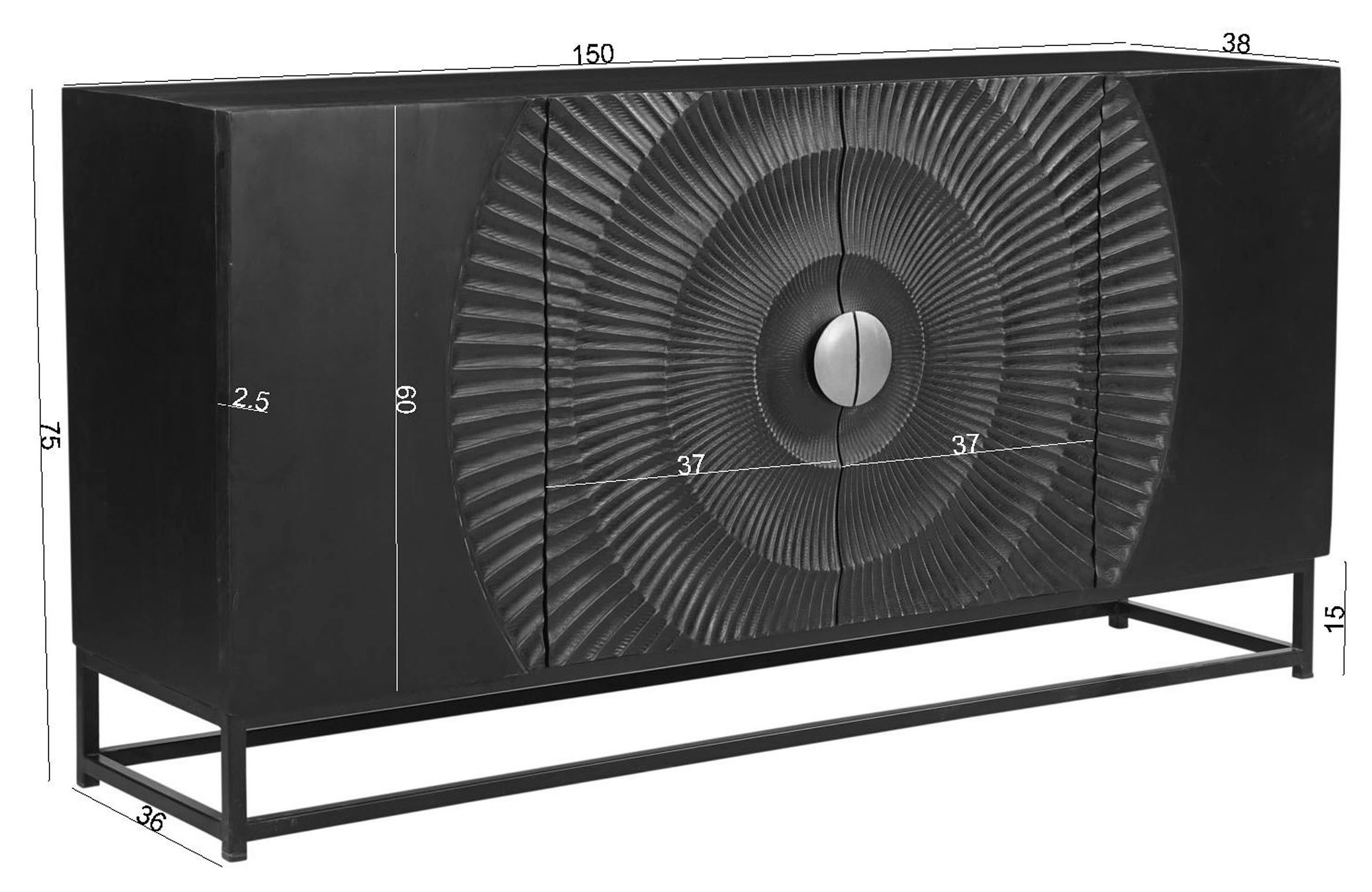 SIT Sideboard, (1 St.), mit Schnitzmuster und goldfarbenem Griff