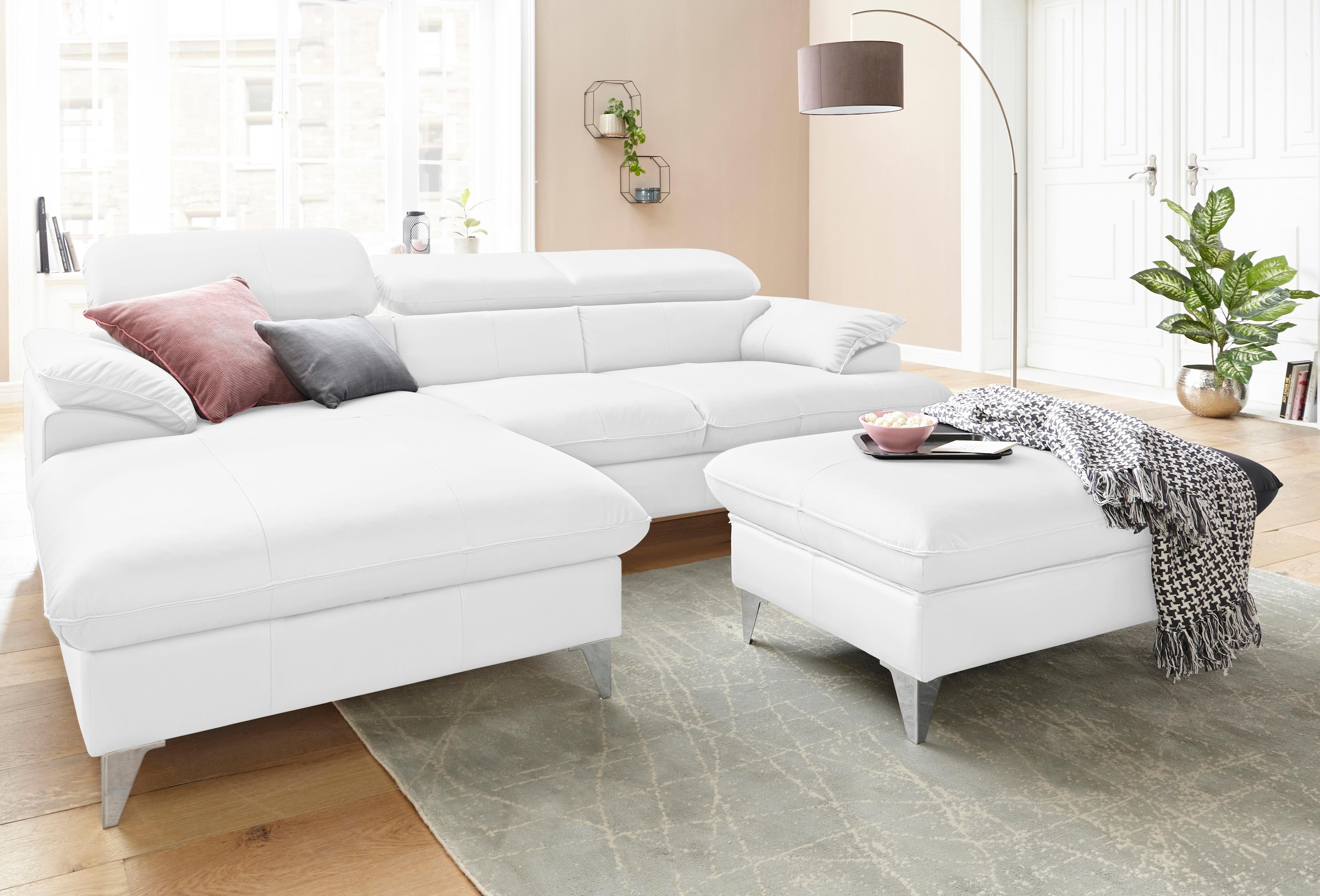 COTTA Ecksofa »Caluso L-Form«, inklusive Kopfteilverstellung, wahlweise mit Bettfunktion