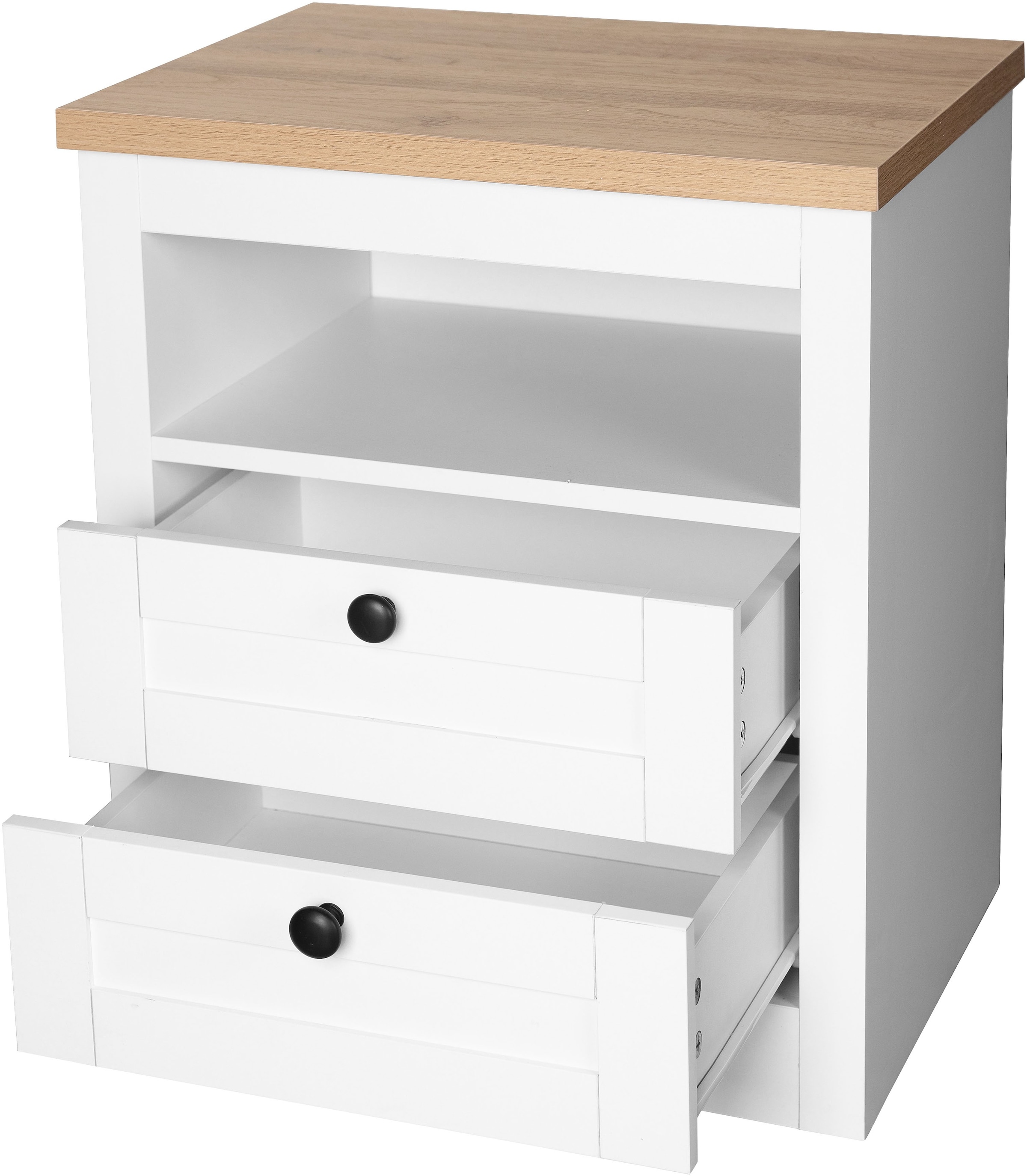 OTTO home Nachtkonsole »2er Set Büsum Nachtschrank Beistellschrank« Spar-Set, 2 Schränke im Lieferumfang,  Nachttisch im Landhaus Design mit 2 Schubladen Bestseller